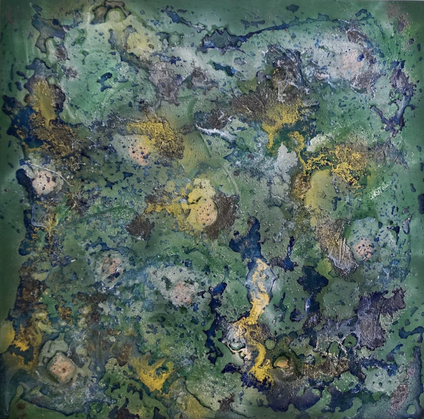 LA PAIX INTÉRIEURE, 36’’x36’’, techniques mixtes et graphite sur bois. (Claude Lessard) VENDUE