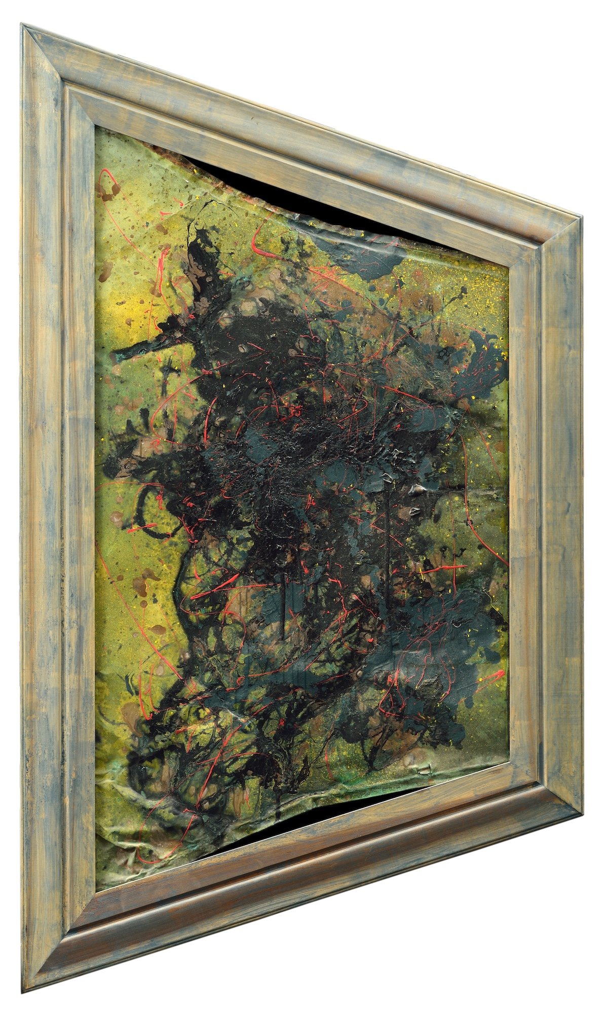 LE CHAT  48’’ x 28’’  techniques mixtes sur cuivre (provenant du toit du Château Frontenac) (Claude Lessard)