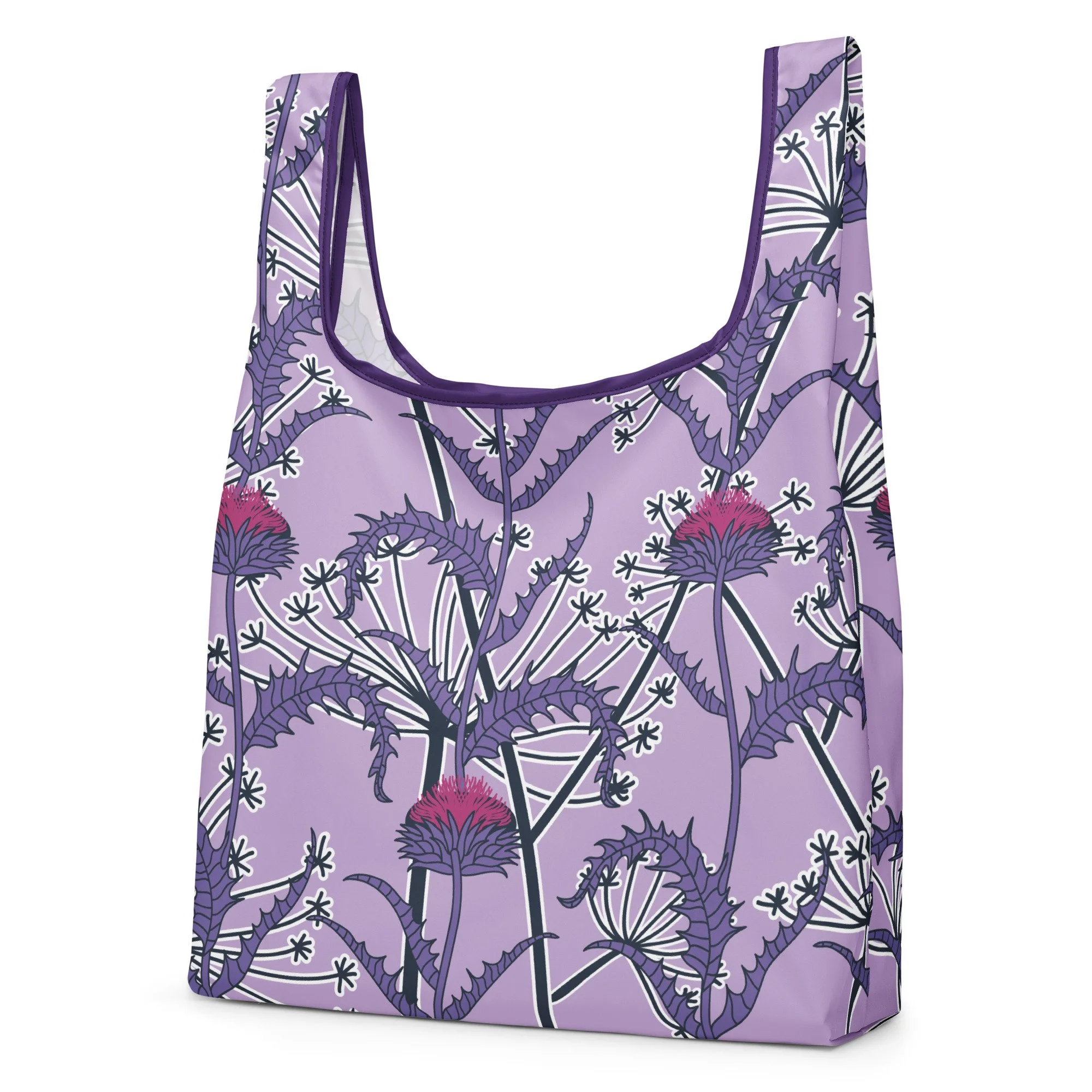 Purple Thistles and Queen Anne's Lace - Shopping Bag