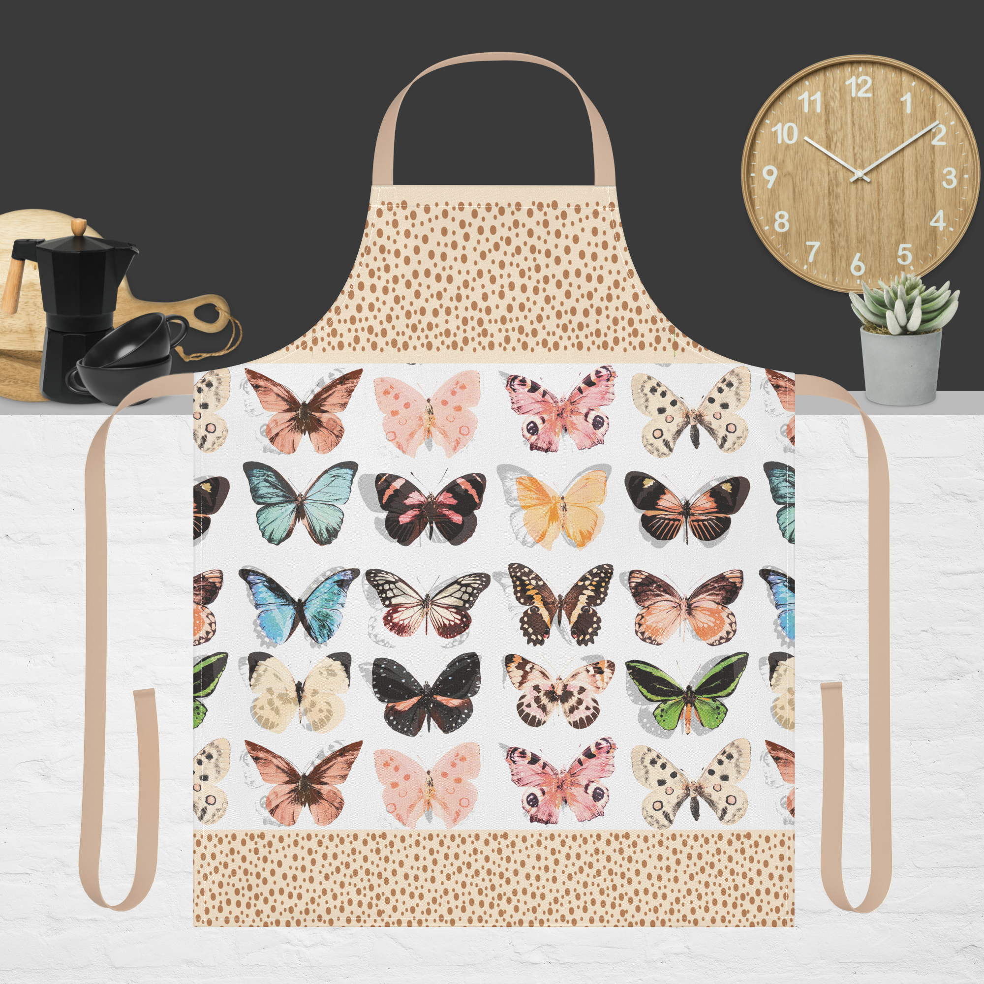 Butterflies with Shadows - Tan Strap Apron