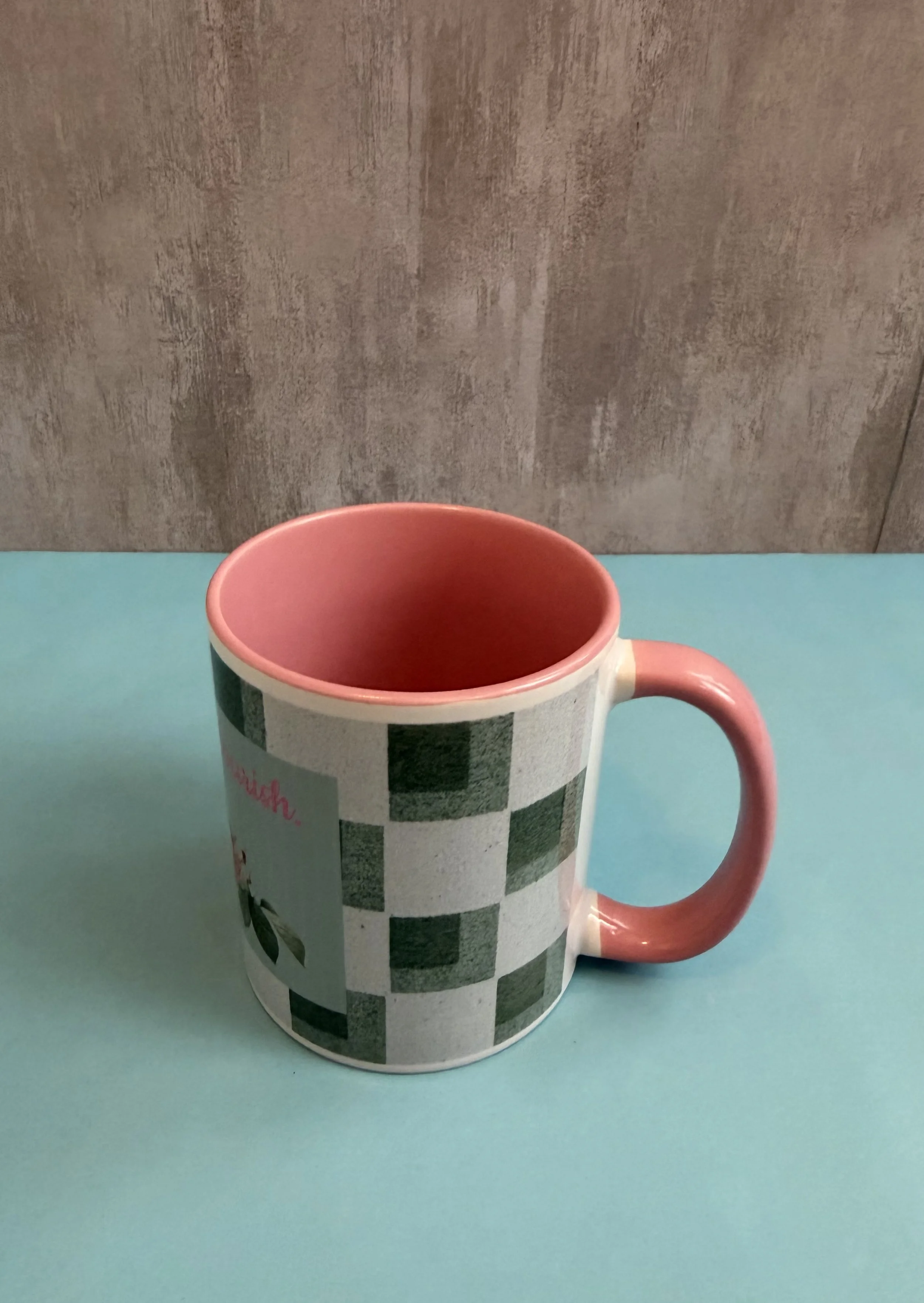 R&T Pink Mug with Green Checks inside view.jpeg