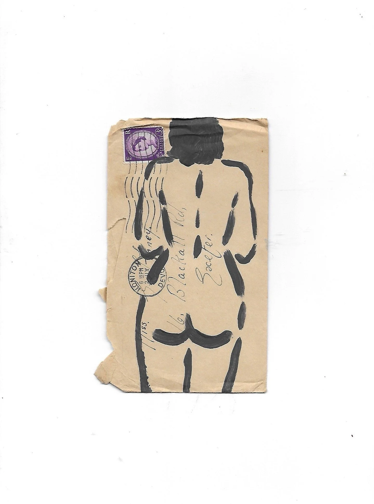 Darling Jerry, day 17 of 30 Just look at the textures - the history - of this beautiful 1950s envelope. It&rsquo;s been folded, posted, handled, and kept, maybe even treasured. There&rsquo;s a stamp in the corner, handwriting beneath the paint, small