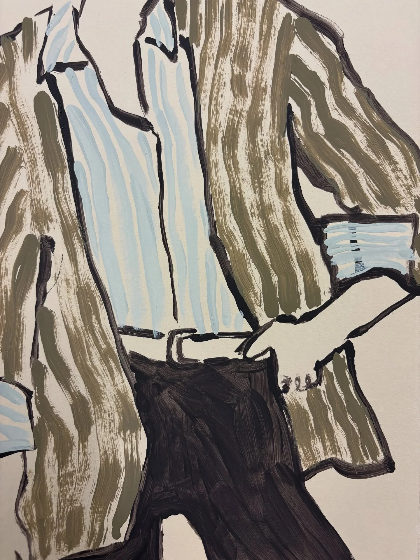 Exploring the identity of clothing. 

Masonry paint on studio paint. 

And a quick note on my &lsquo;style&rsquo; - it&rsquo;s taken me a long time to be able to lean in to the way that I draw. And more often than not I draw with paint. I love the qu