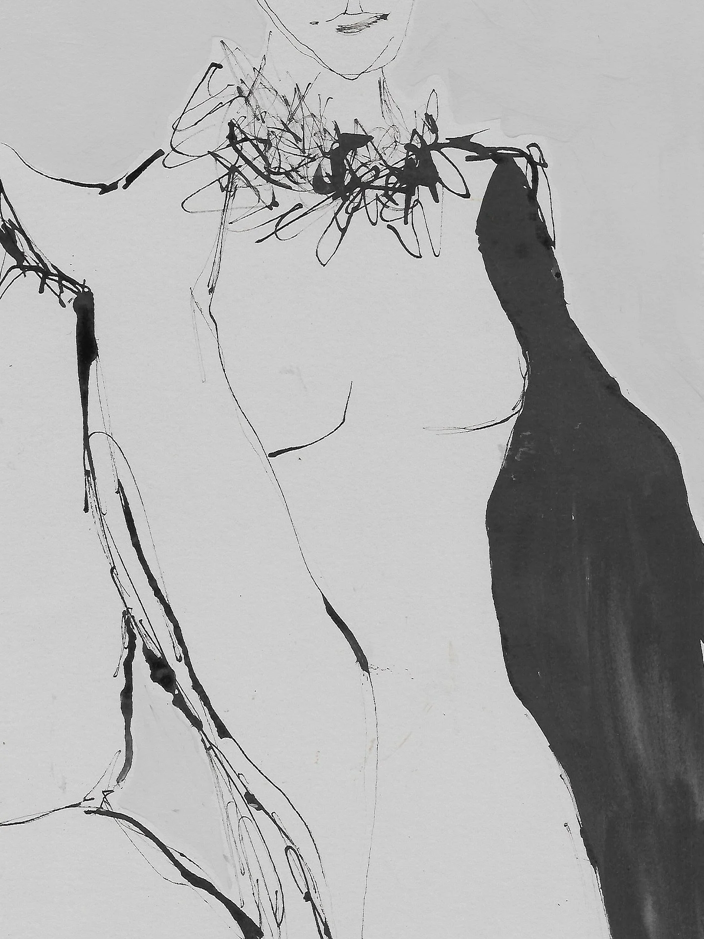 Black ink fashion illustrations. Experimenting with mark-making using a pipette.

Ink responds so differently to masonry paint. We are just starting to get to know each other - whereas I feel like house paints are my oldest best friend, ink is a new 