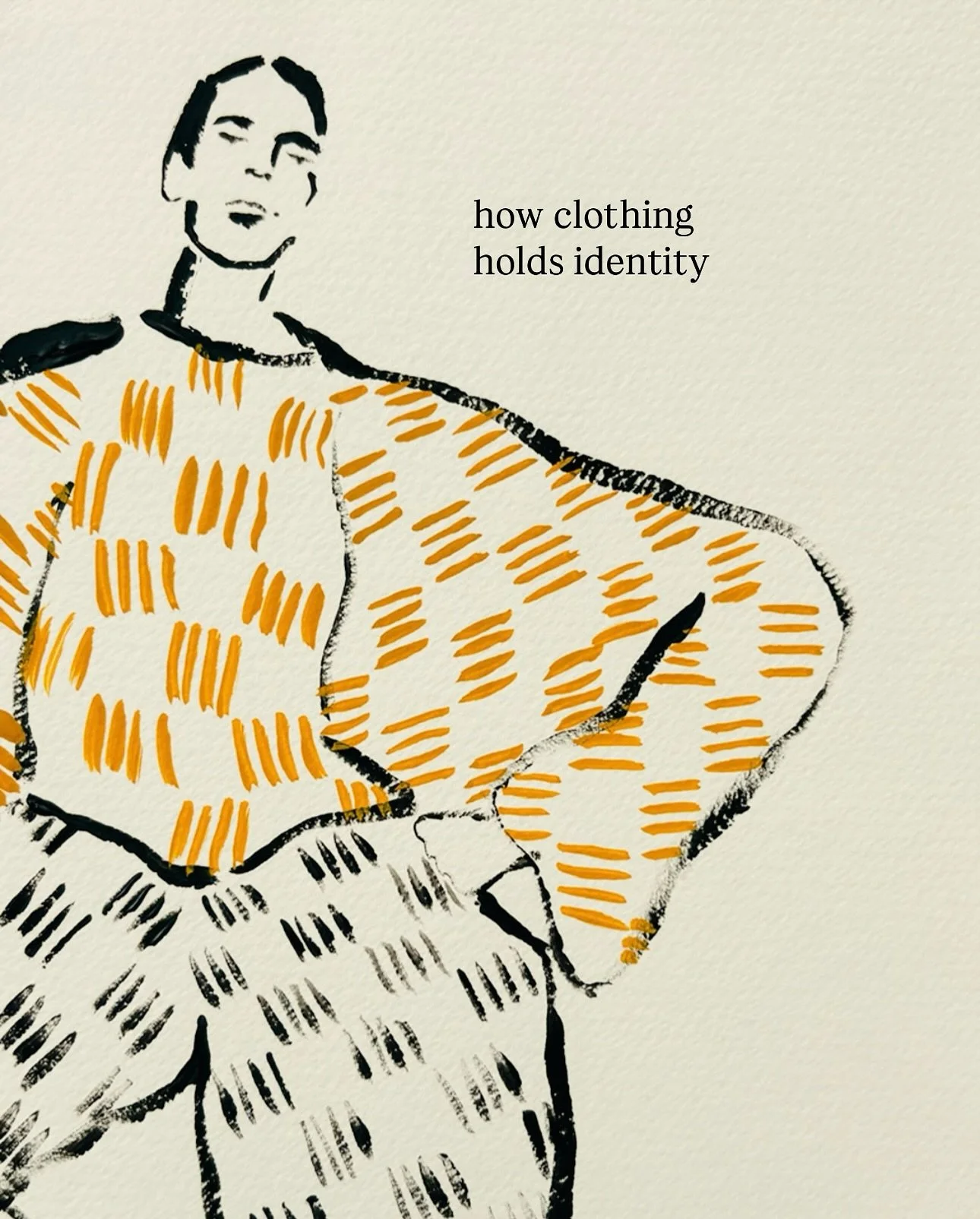 When I saw this silhouette I couldn&rsquo;t wait to paint it! I love how clothing can hold us and move with us. I think the shape of the body and the clothing here feel both soft and strong at the same time. The fabric almost becomes a part of her. T