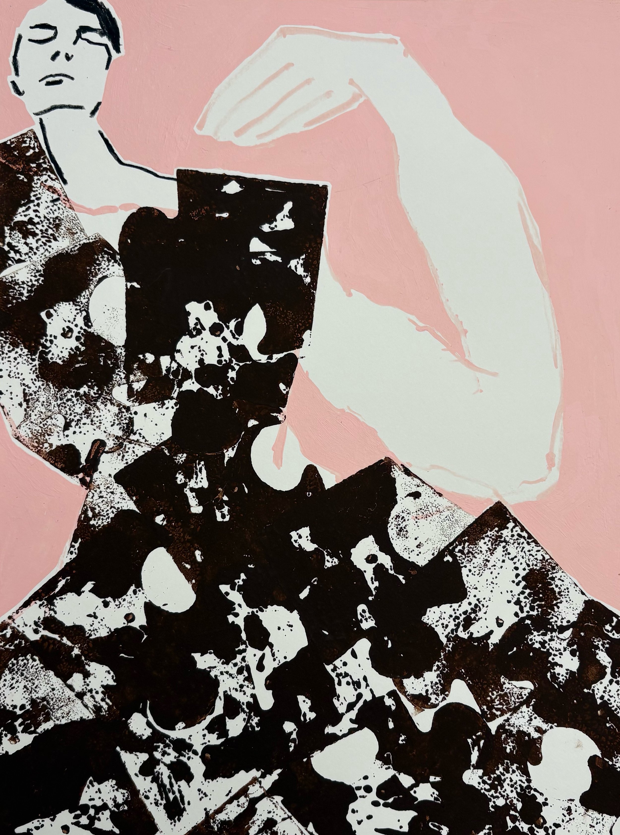 It's in the way she carries herself. The way she moves her body. The way she wears her clothes. All of this tells a story, it's a language of its own. From my current series 'The Printed Self', a collection of expressive figurative paintings explorin