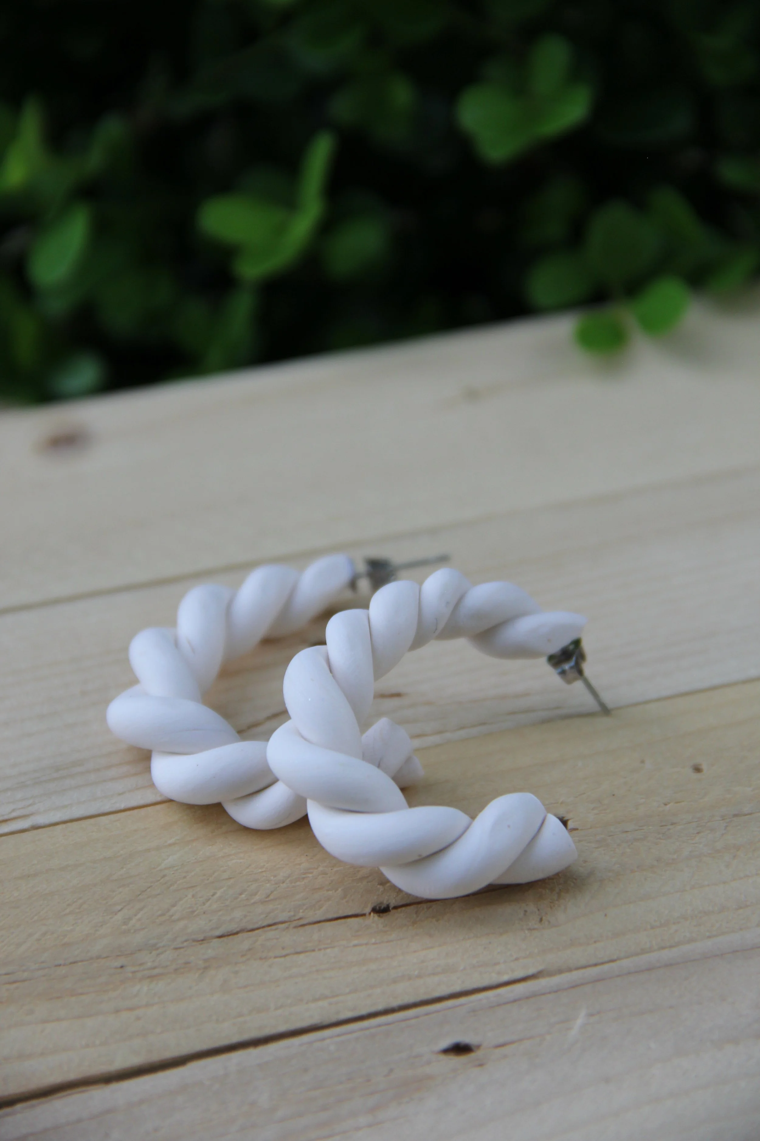 Chunky Twisted Storm Clay Hoop Earrings