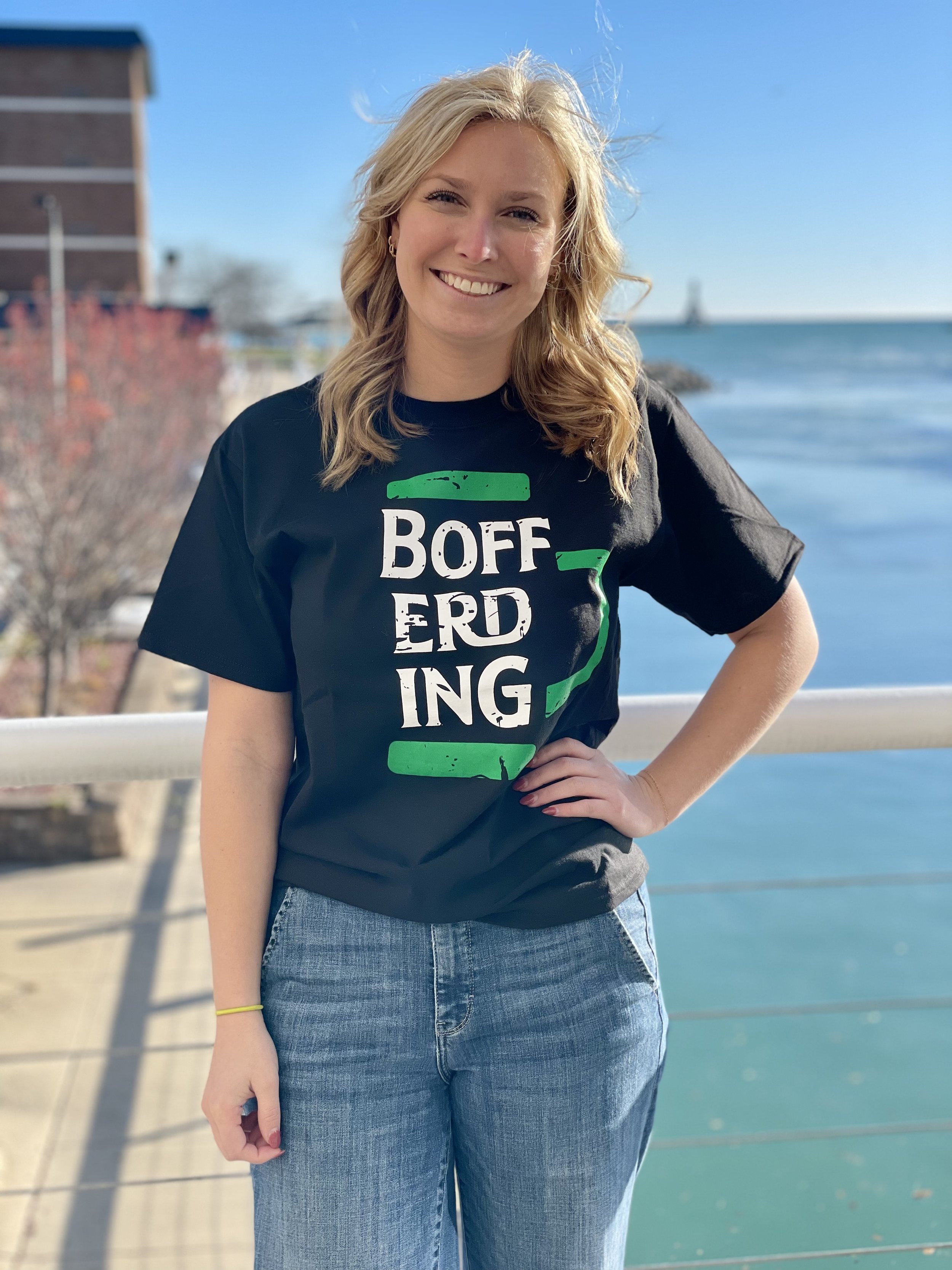 Gracie wearing black Bofferding tshirt.jpeg