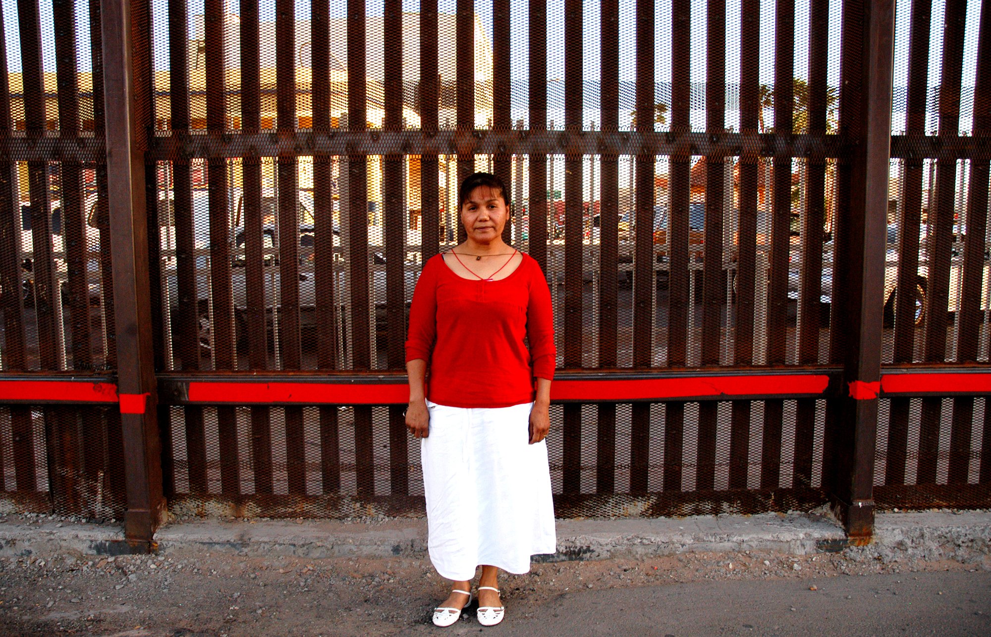   Alma Valencia, who lives in Calexico, California, but grew up in Mexicali, Mexico, and crosses the border several times a week for church and work. She says “I like life in Mexico, it’s freer, more about community. You go out in the evenings and yo