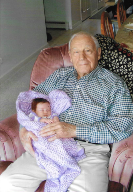 Francis in 2008 with his first great-grandchild.
