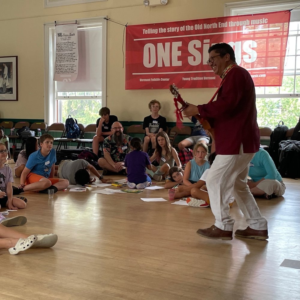 Campers enthralled by Migmar Tsering!