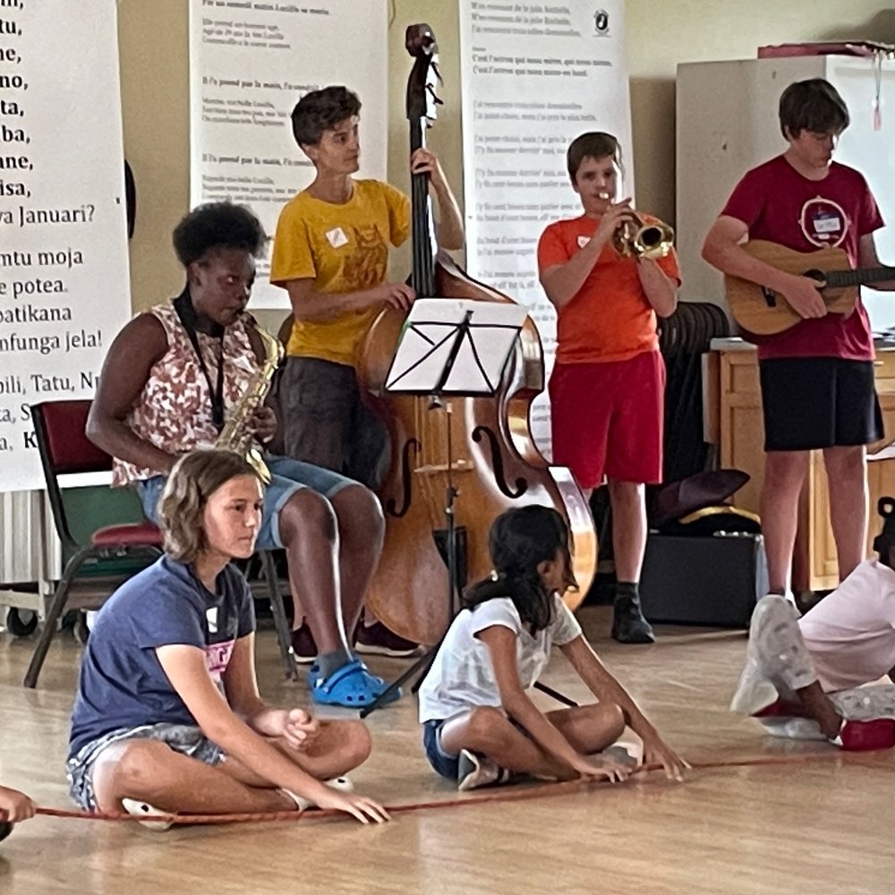 Pick-up band playing for morning gathering