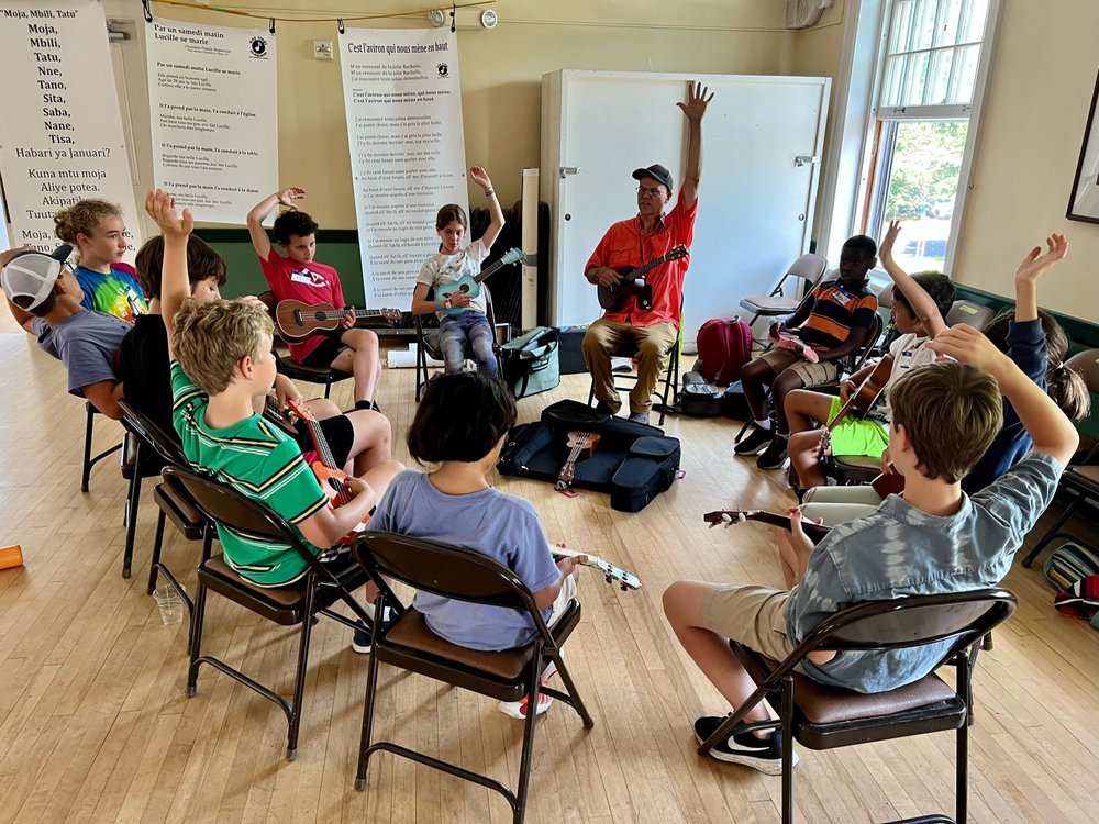 Hands up for Brian Perkins' ukulele class!