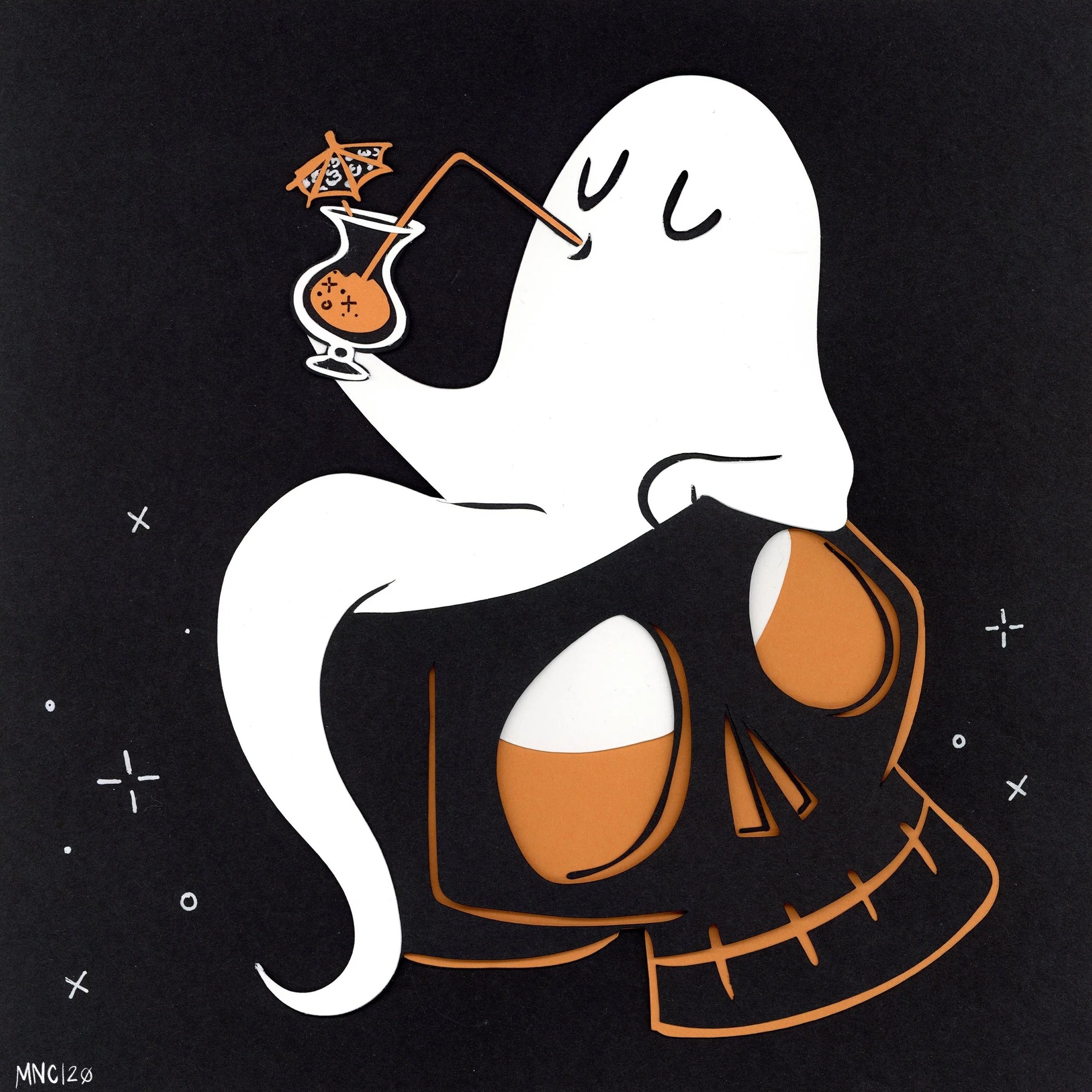 "Hollow" (Aughost), paper-cut illustration. 2019. Monika Nor-Cer.