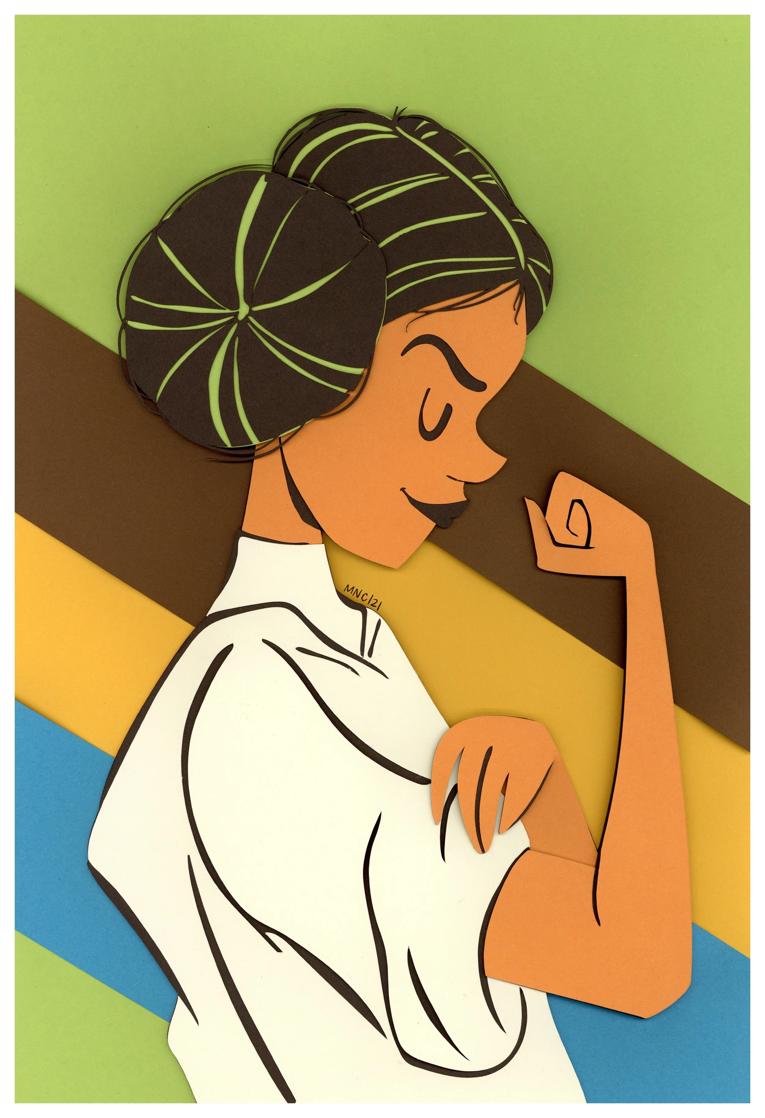 "We Can Do It, Rebels", paper-cut illustration. 2021. Monika Nor-Cer.