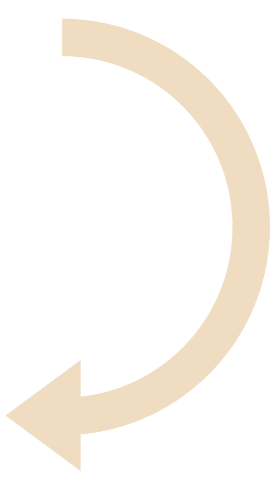 A beige circular arrow pointing counterclockwise on a black background.