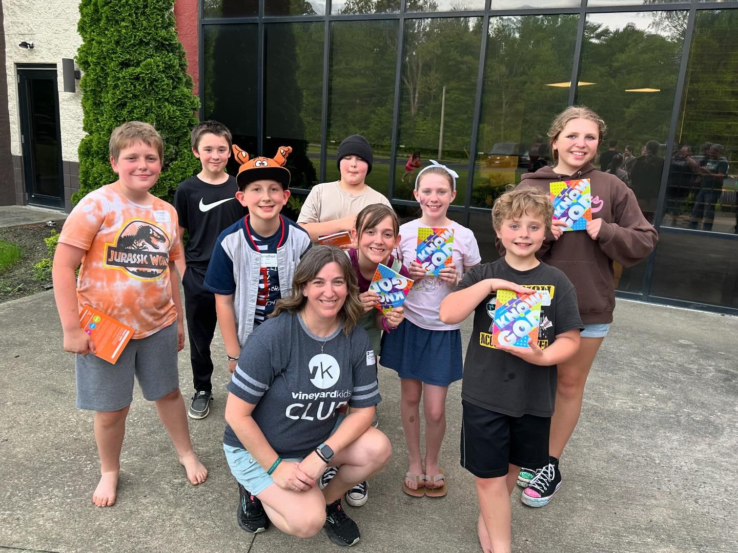 What a great end to another year of Kids Club! Youth joined us to play some 9 square and kickball! Thanks to all the parents who hung out and shared their wonderful food for our cookout and played too! We prayed over our 5th graders as they move up i