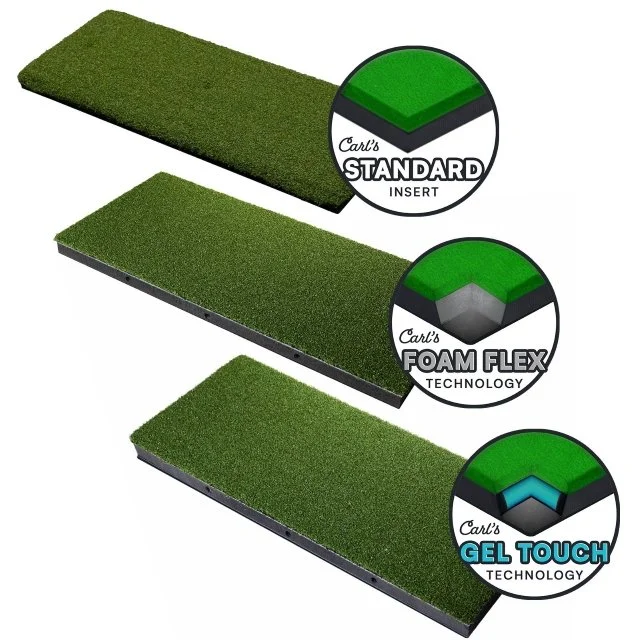  Carl’s Place offers three hitting mat inserts: Standard, Foam Flex, and Gel Touch. 