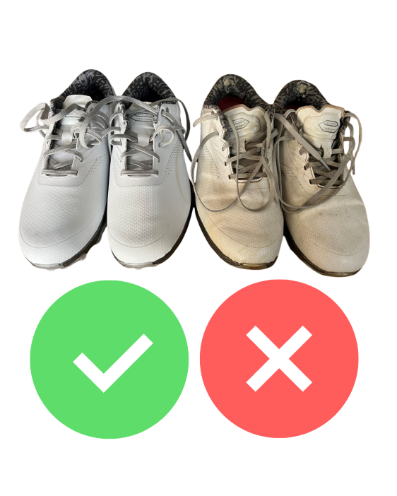 Use a separate pair of indoor golf shoes, preferably the same brand, model, and fit as your outdoor ones.