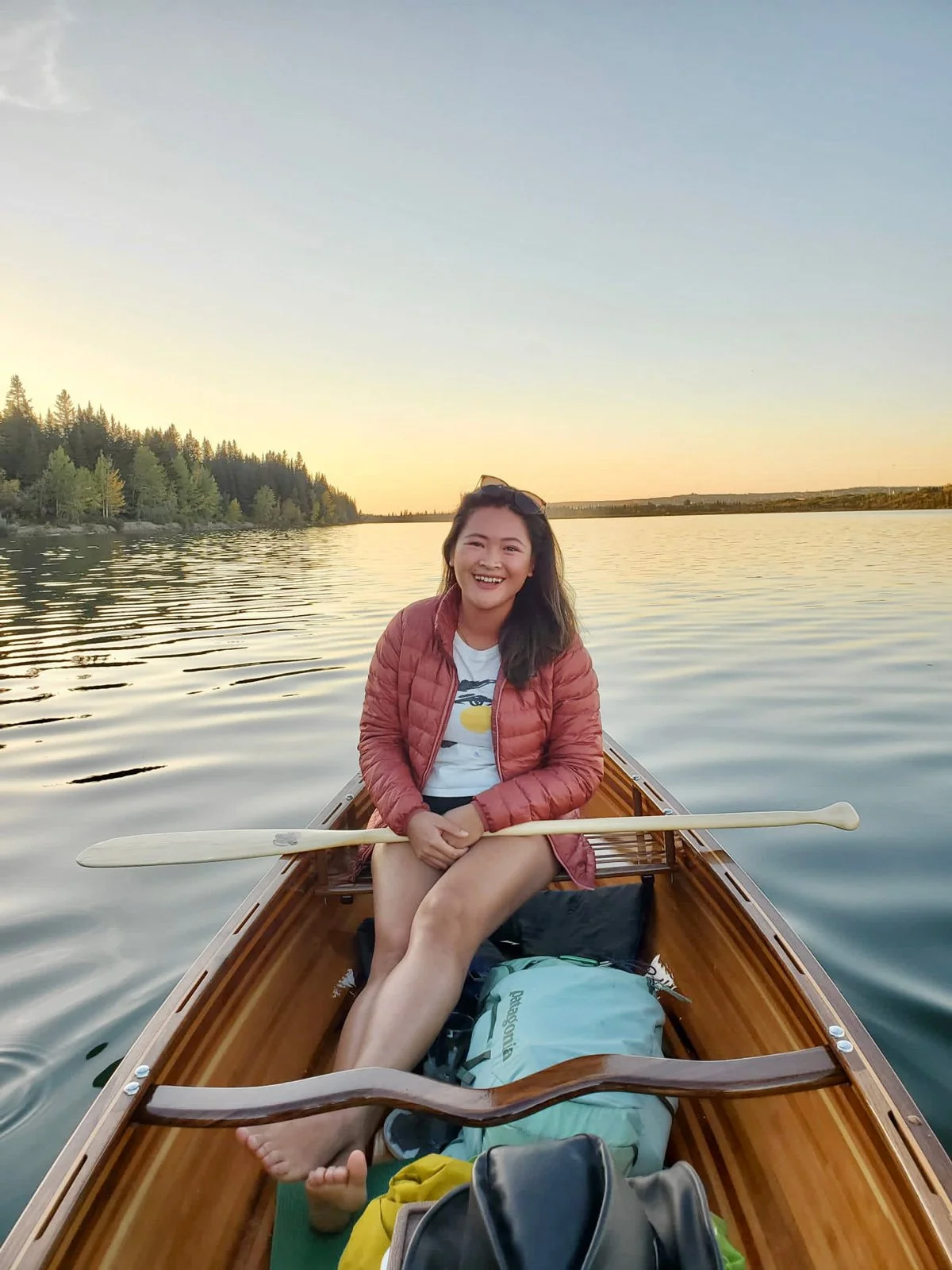 A photo of Bei in a canoe