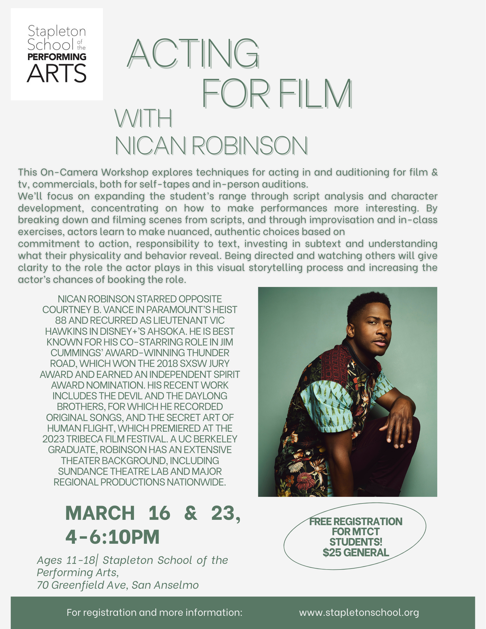 Nican Robinson Acting for Film flyer.png