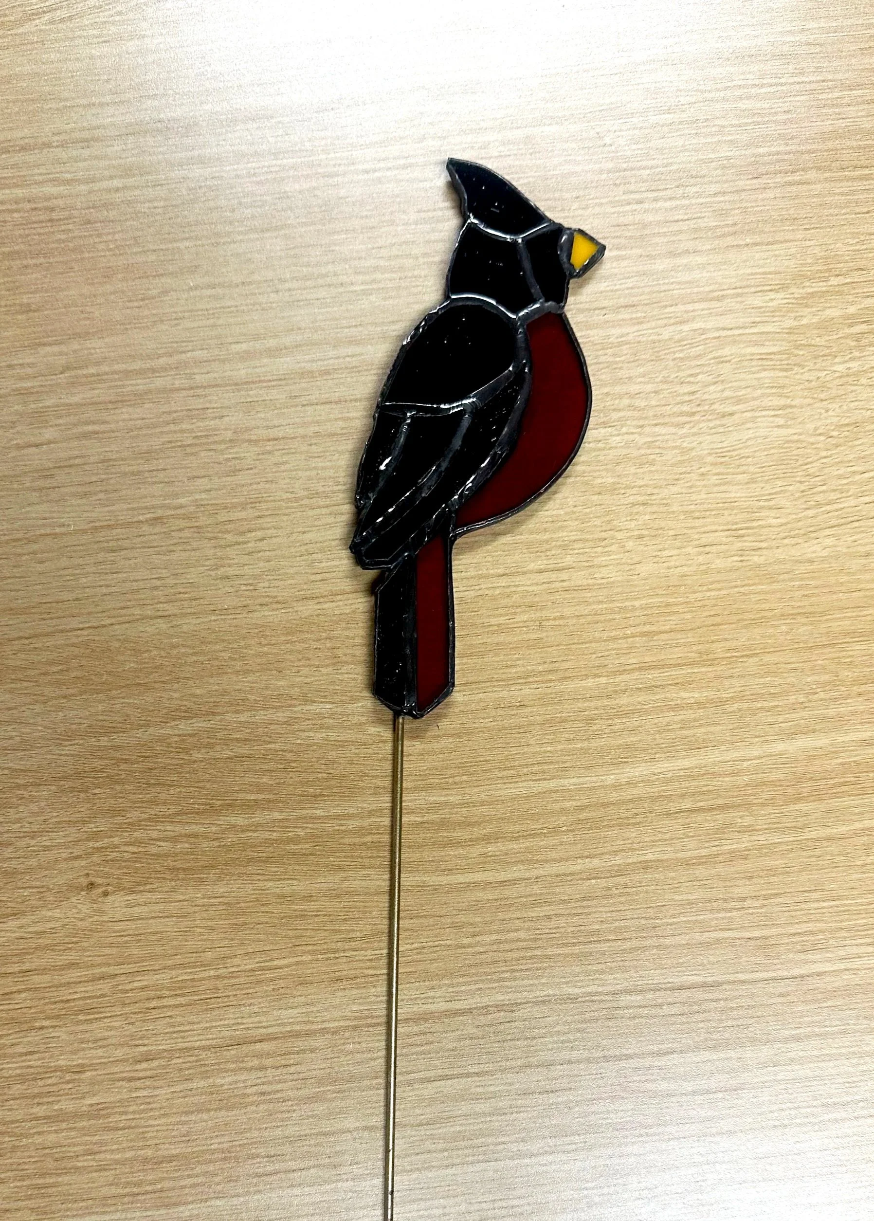 Robin stained glass plant ornament