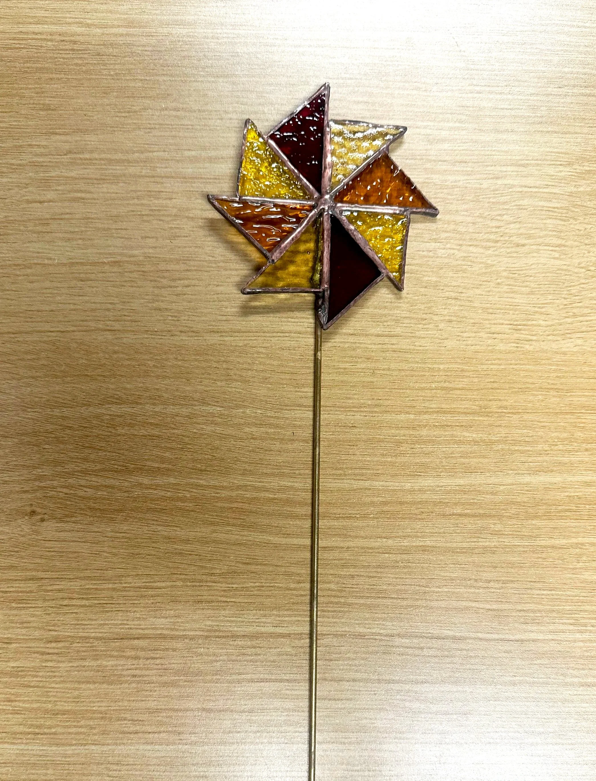 Brown stained glass plant ornament