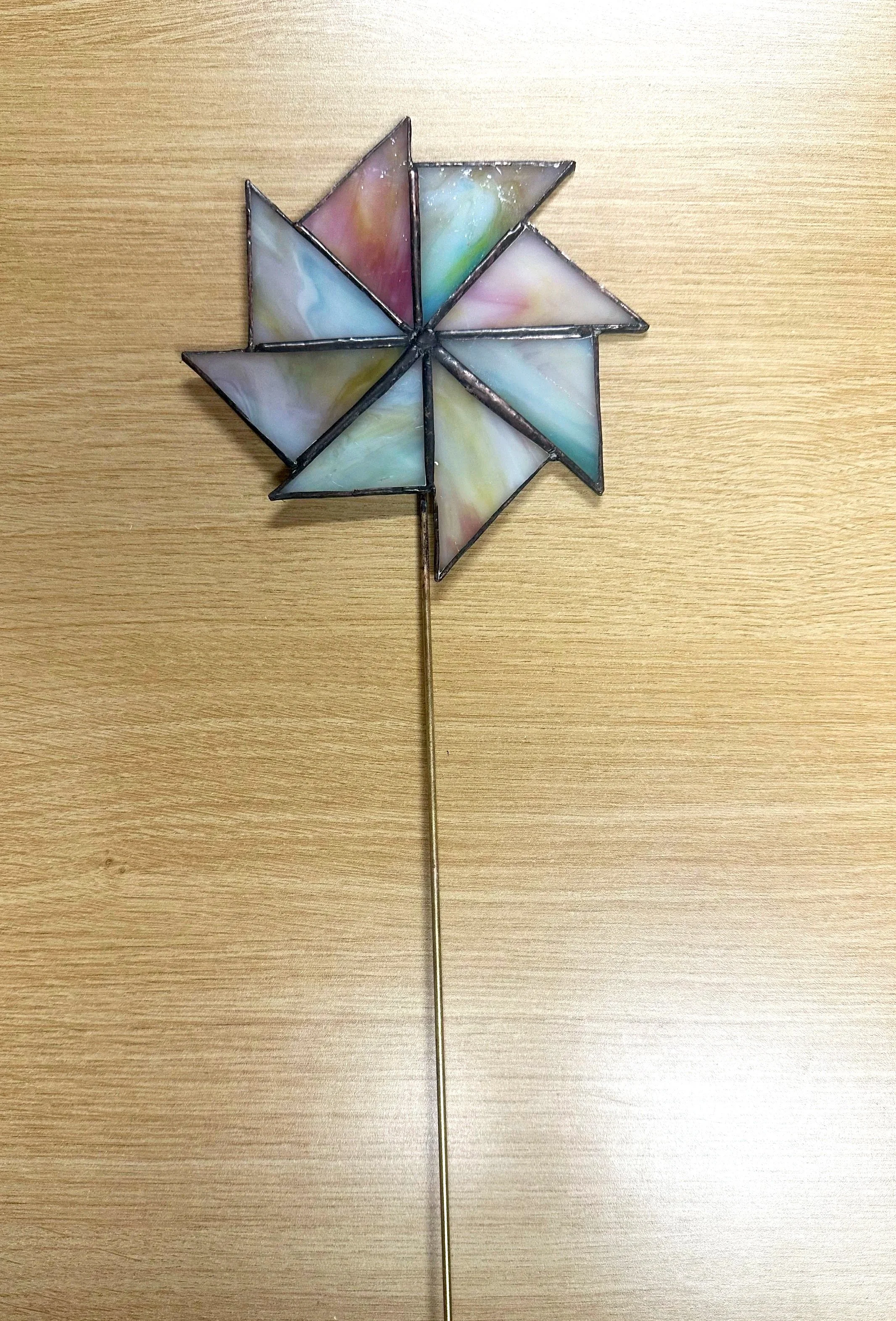 Large opaque stained glass plant ornament