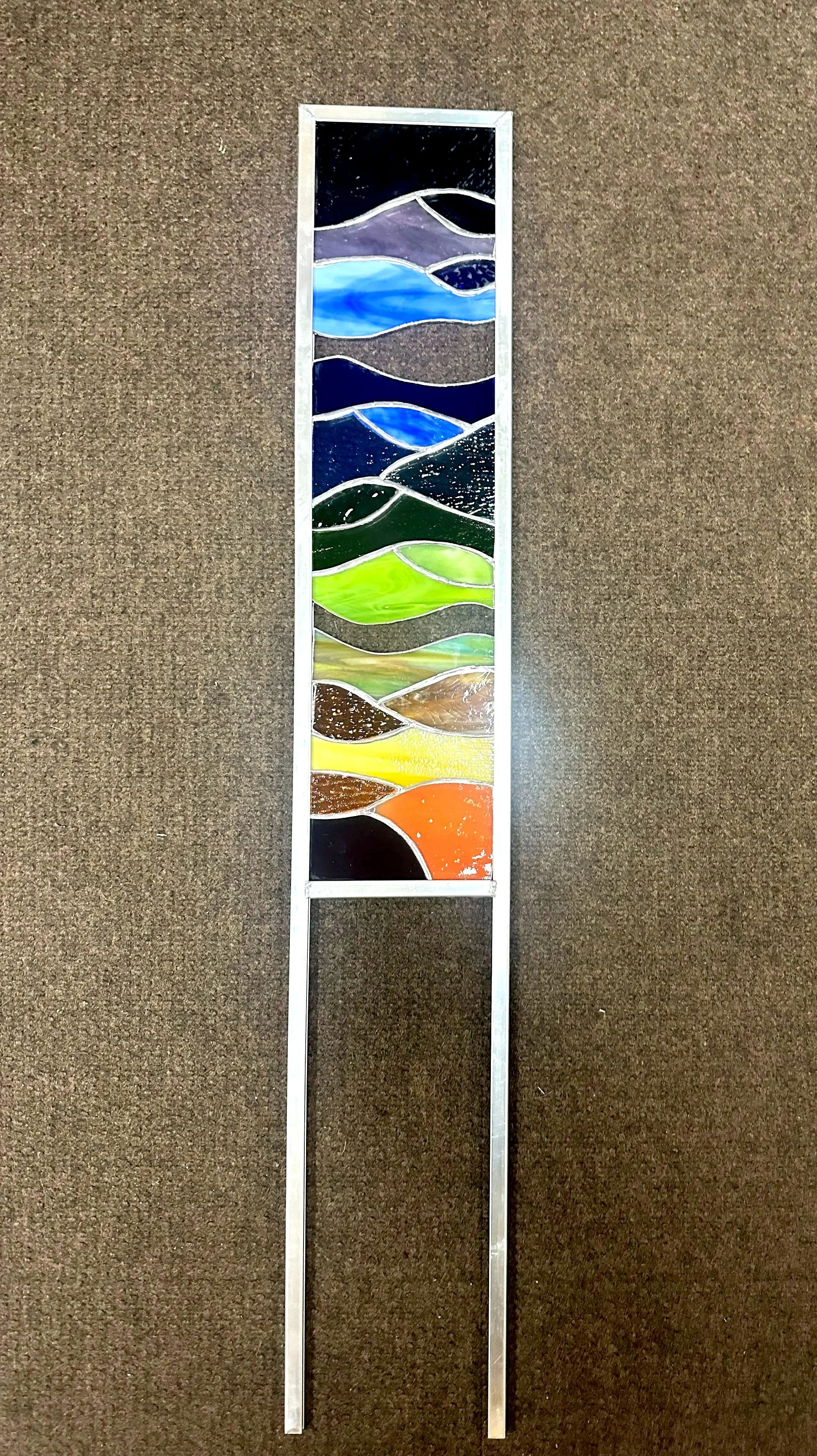 Large landscape color stained glass yard ornament