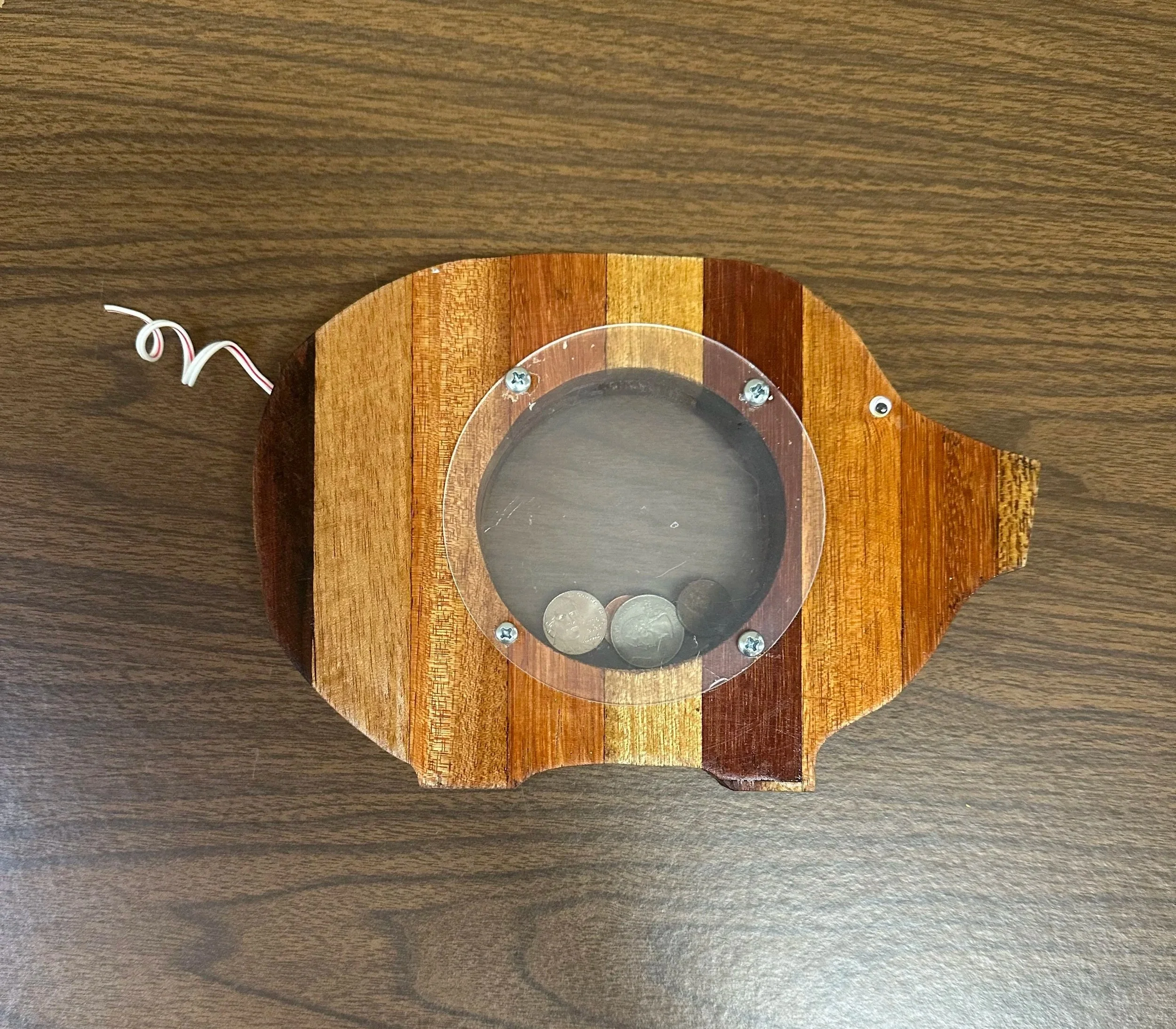 Wooden pig bank