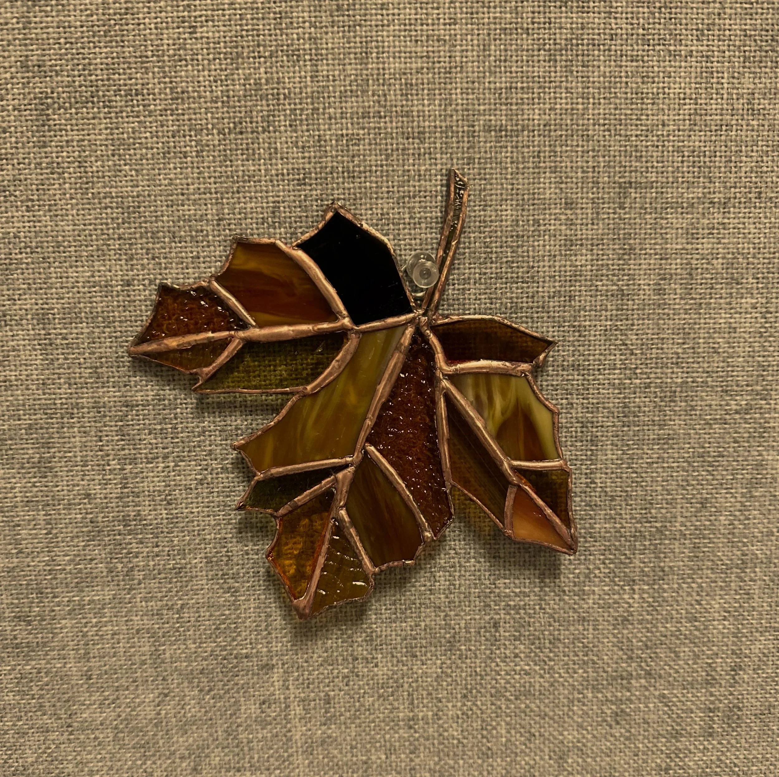 Stained glass leaf suncatcher