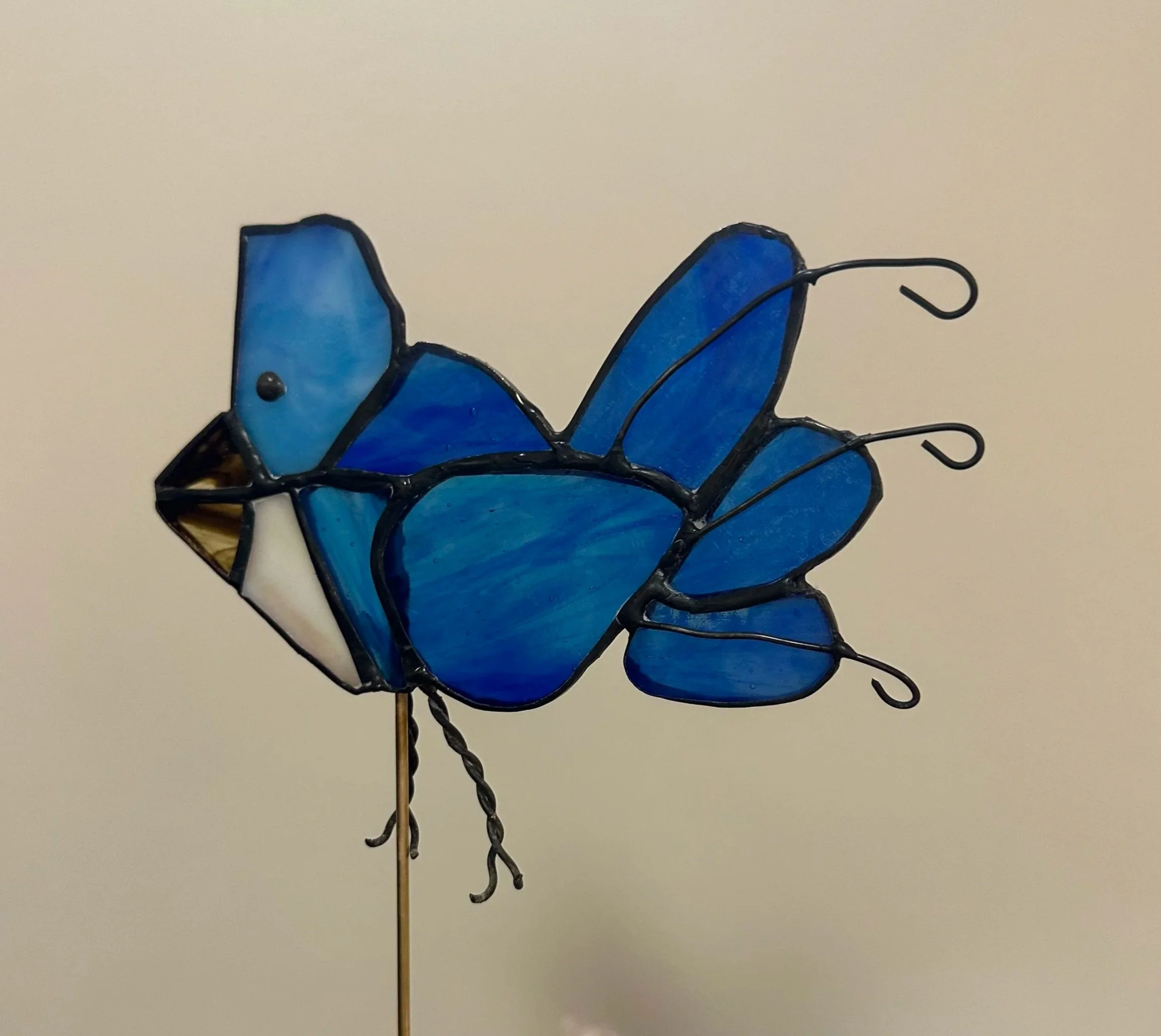 Stained glass bird plant ornament