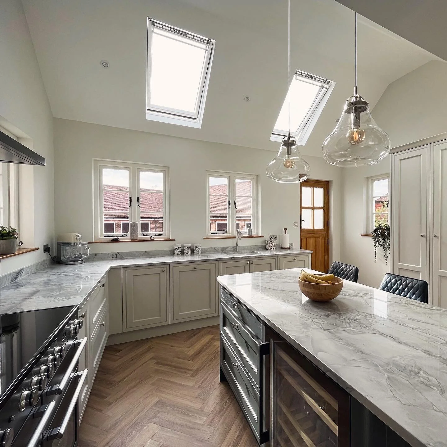 Bourne Place kitchen expansion #beforeandafter #kitchendesign #skylights #granitecountertops #newkitchen #kitchenisland