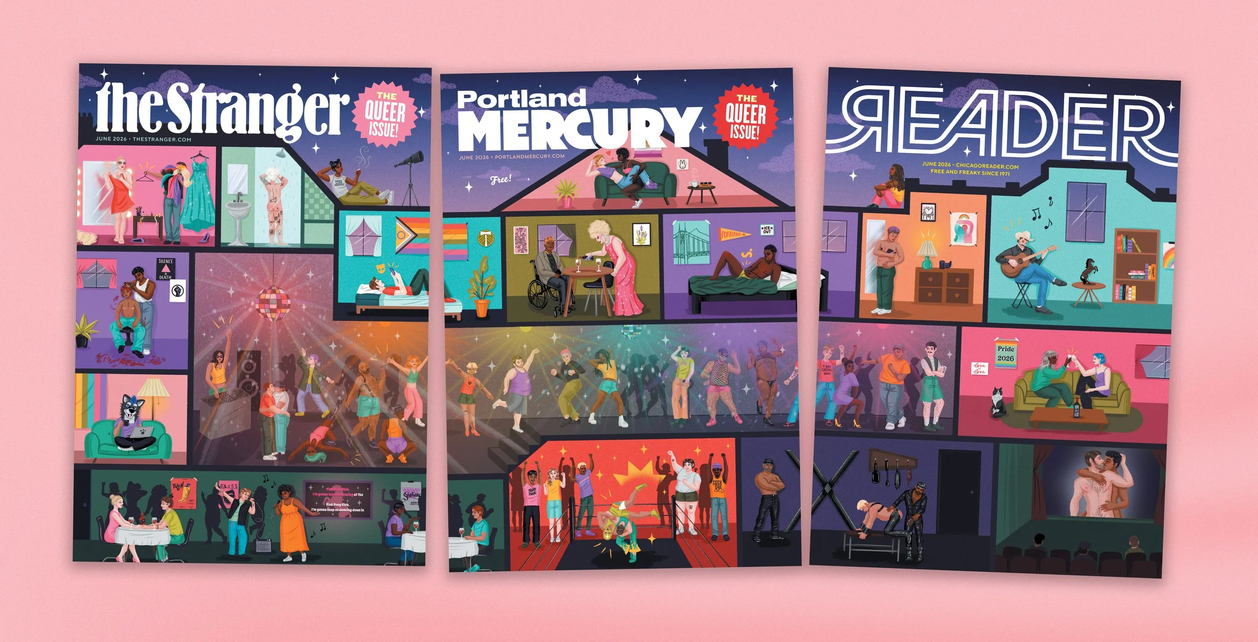 Pride Newspaper Cover Triptych