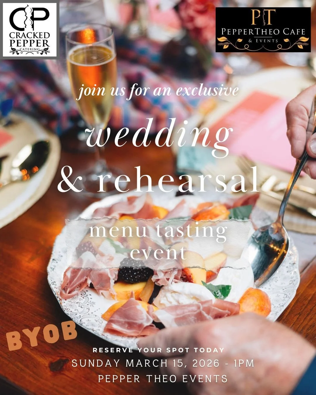 Get ready for a delicious journey! Join us for an in-person tasting event, exclusively for weddings and rehearsal dinners. Explore the flavors of Cracked Pepper Catering's menus, designed to make your special day unforgettable. Sample a variety of ta