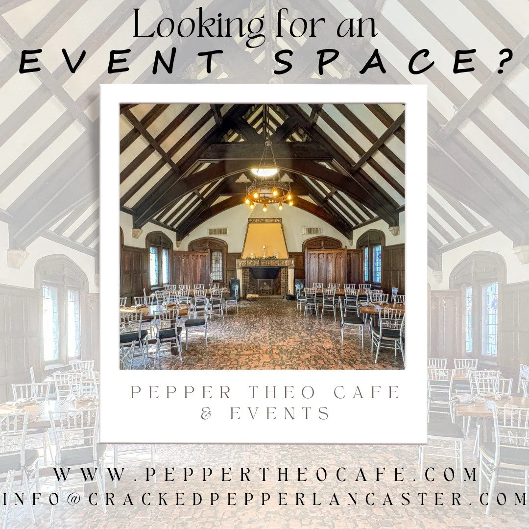 Create the event of your dreams in the uniquely beautiful event space at PepperTheo Cafe &amp; Events! 📩info@crackedpepperlancaster.com  #venue #eventspace #party #event #catering #food #lancasterpa #lancastercounty #centralpa  @crackedpepperlancast