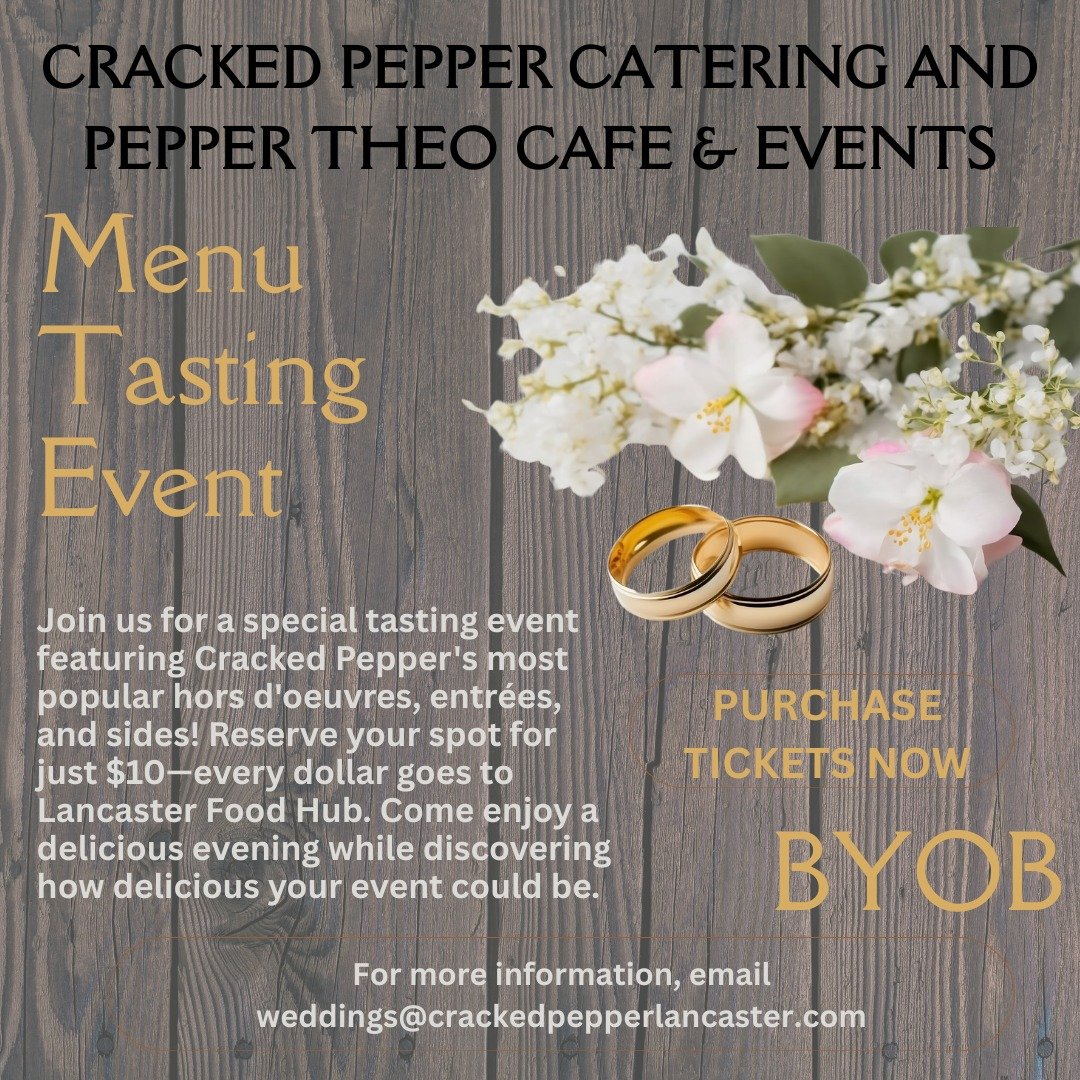 Looking for the right catering team for your upcoming party?? Come see what Cracked Pepper has to offer! This special menu tasting on June 22nd will give you an idea of what a Cracked Pepper event is like. Bring your own favorite drink and come enjoy