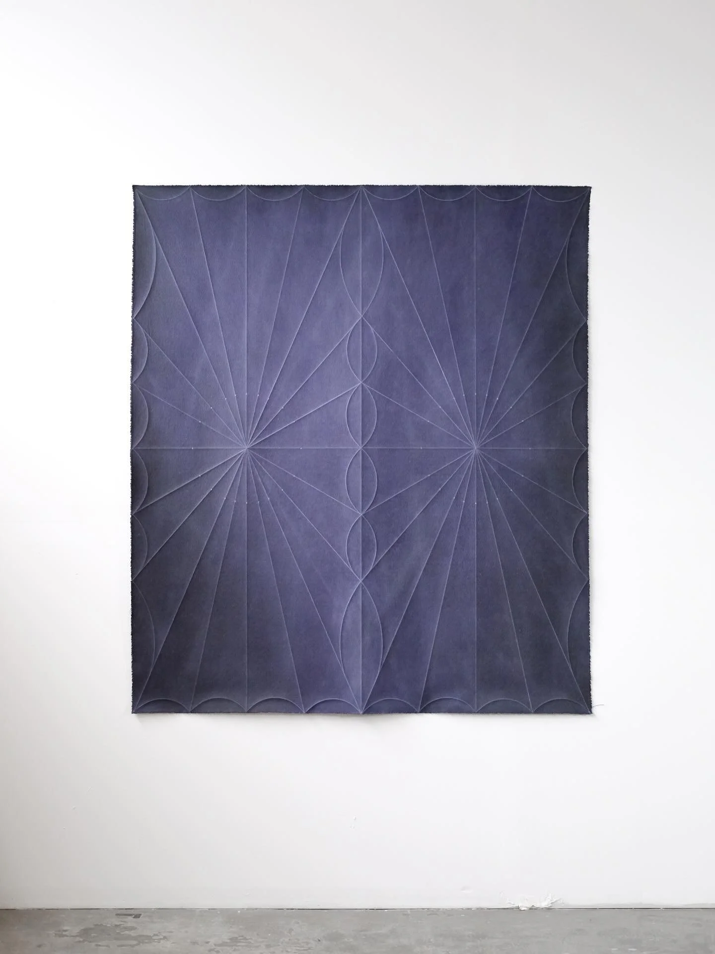 Sunburn closes this weekend, go schedule a time to see it before it&rsquo;s gone @room412__ 

Nightfall, Pigment dye, gel medium, rainwater, and folded lines on canvas, 57x66, 2025