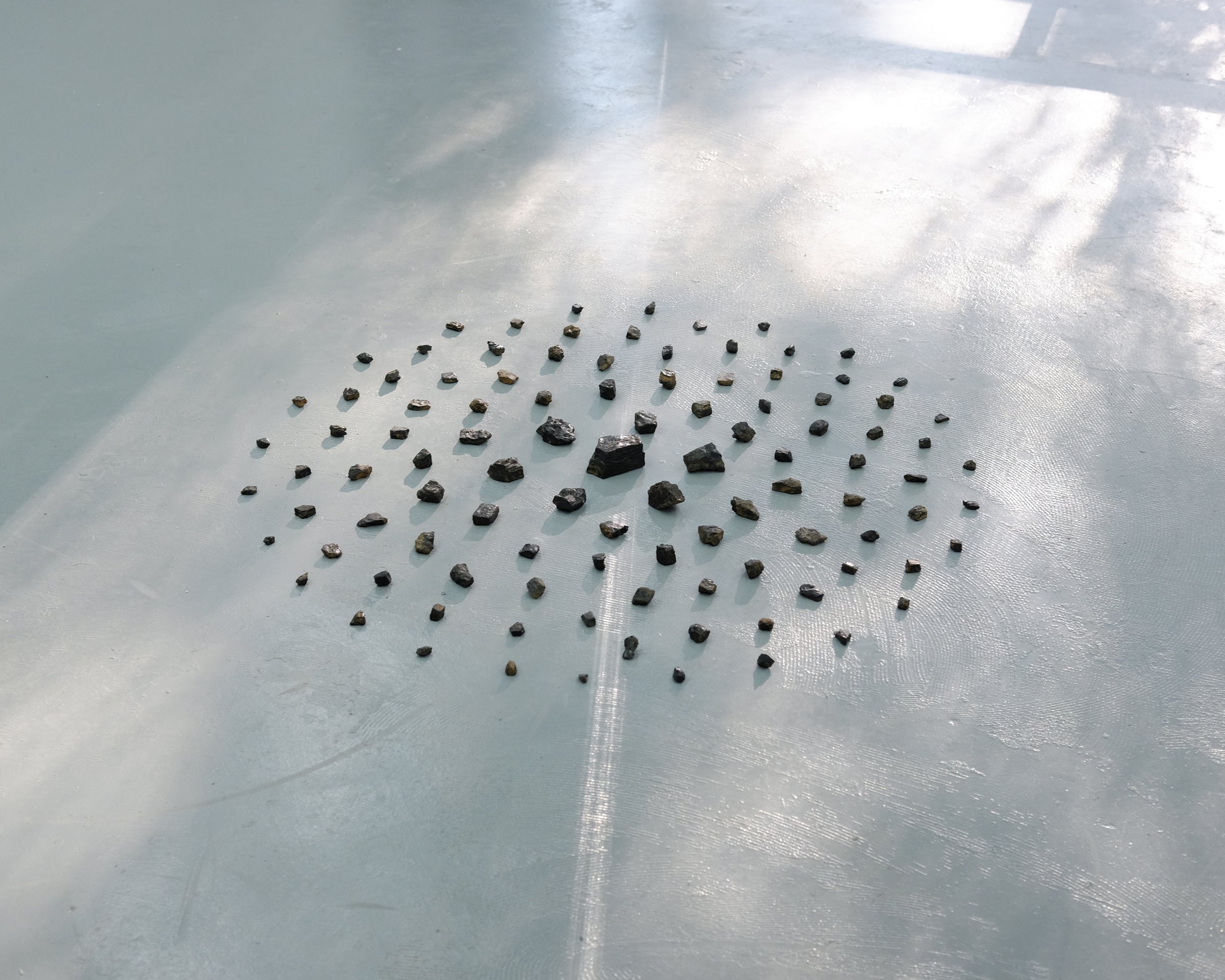 Satellite, Bituminous coal, 36" x 36", 2023