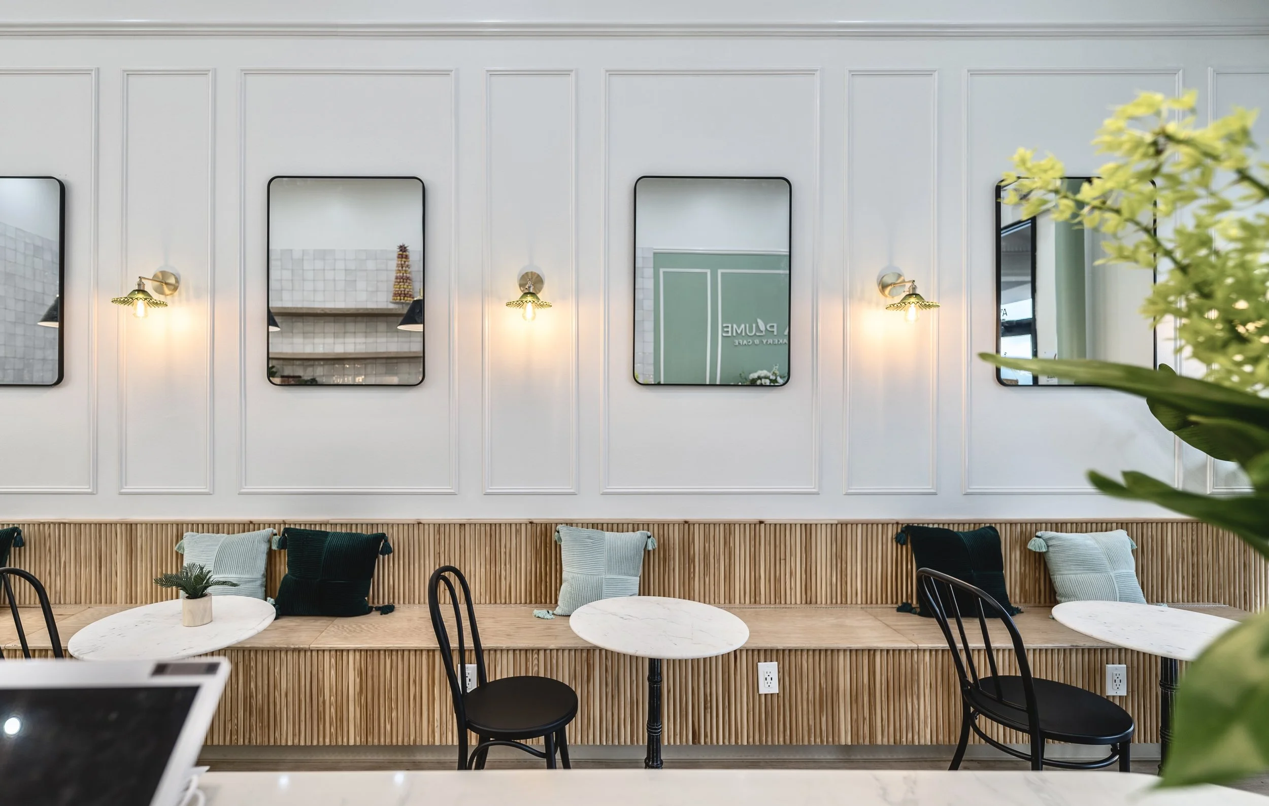 Modern bakery cafe tables