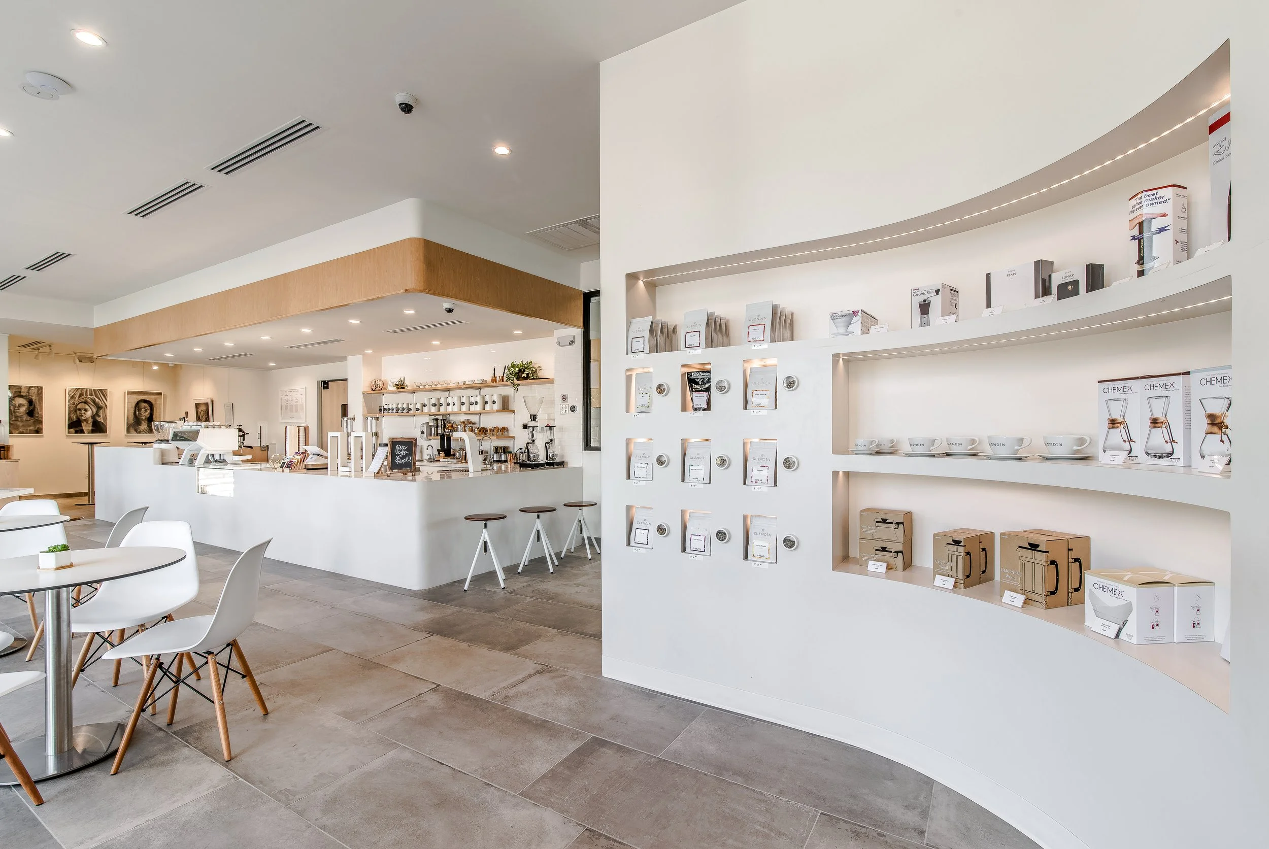 Modern interior Coffee shop shelf 