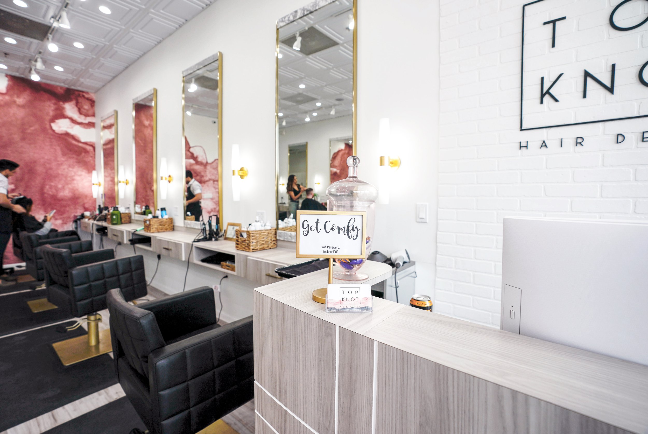 Modern hair studio interior design reception