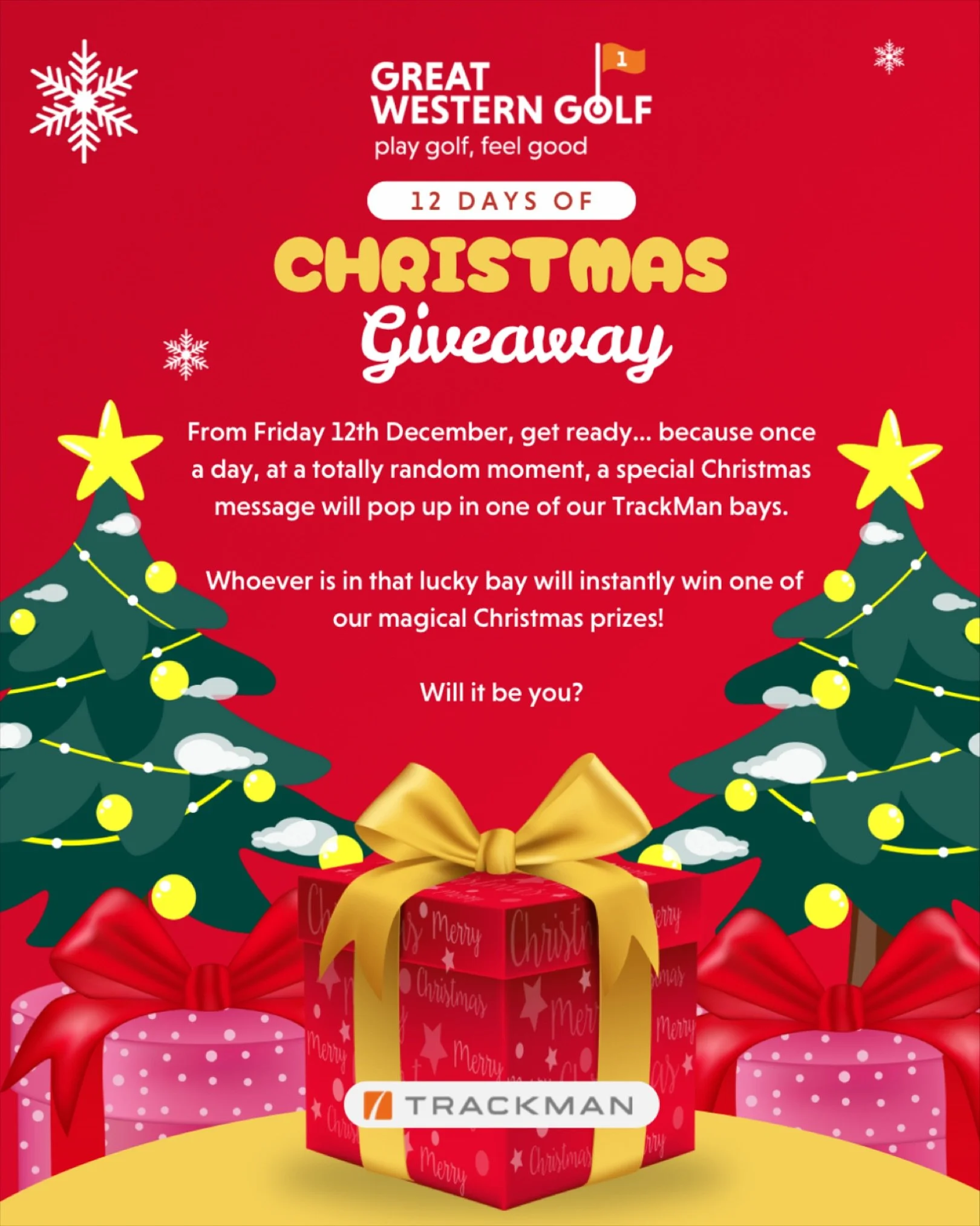 From today, keep an eye out on your Trackman Screens at our range! Will you be the winner of one of our prizes?🤩