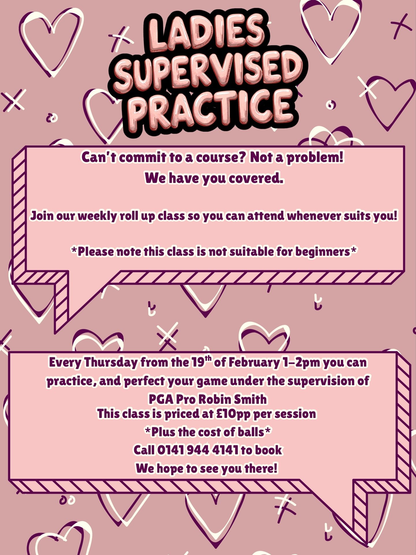 Ladies supervised practice is now on at GWG! Call to book on 0141 944 4141 🩷🏌️&zwj;♀️