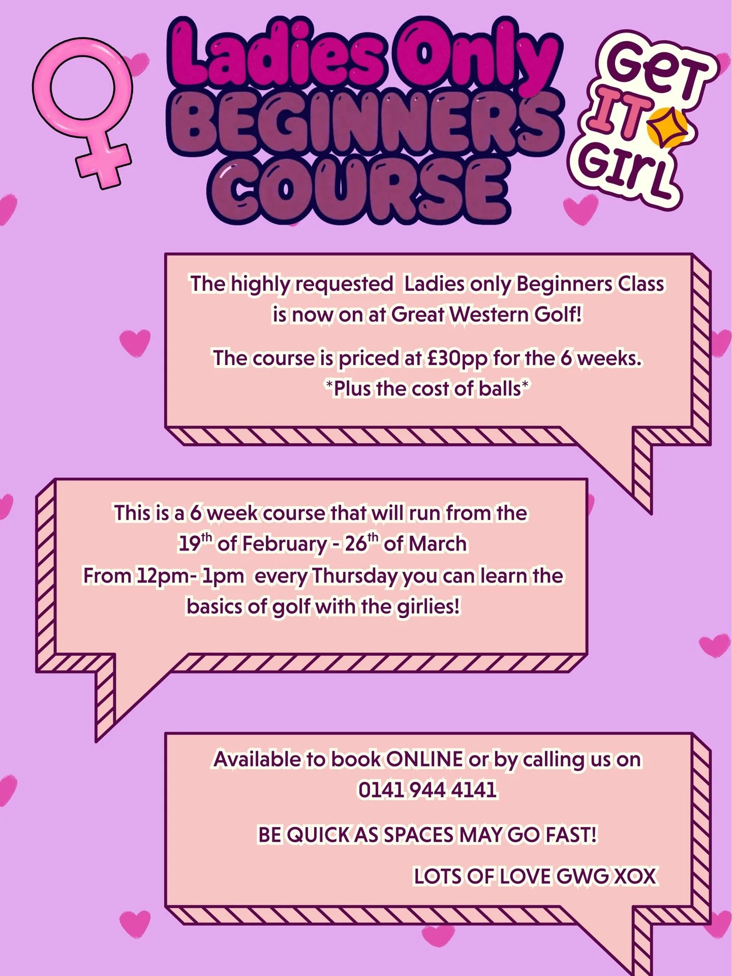 Ladies, get signed up for our 6 Week Beginner Course NOW 🩷🏌️&zwj;♀️