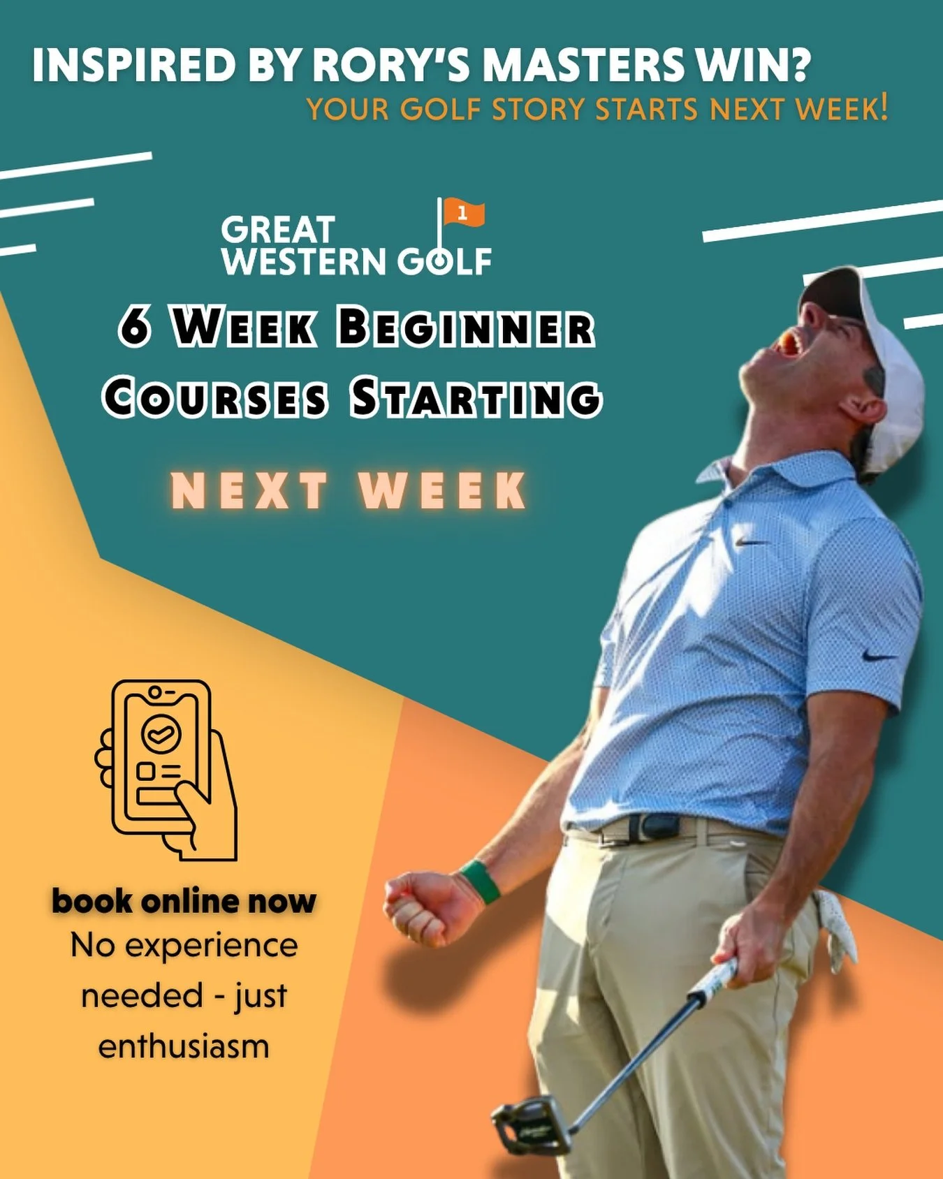 Rory's win at Augusta yesterday was truly inspiring. Now is the perfect time to start your own golf journey. Everyone begins somewhere, and this course is a great starting point. Book online now or call us for more information on 0141 944 4141 🏌️