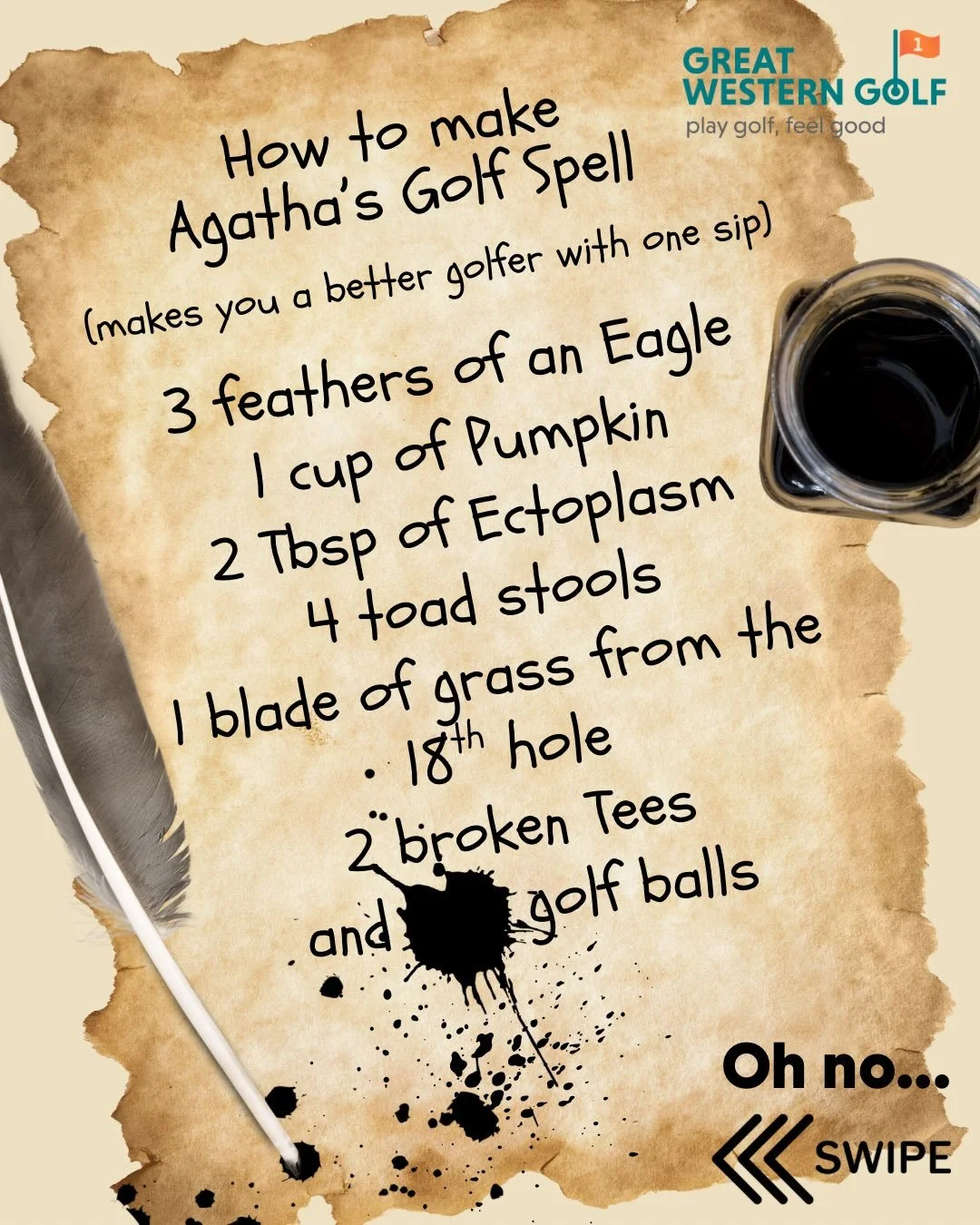 Do you know magic spells🧙&zwj;♀️ Come and help out agatha. 
Check out reception and guess how many balls fit in the cauldron. 

#halloween #golf #golfrange #juniorgolf #kids