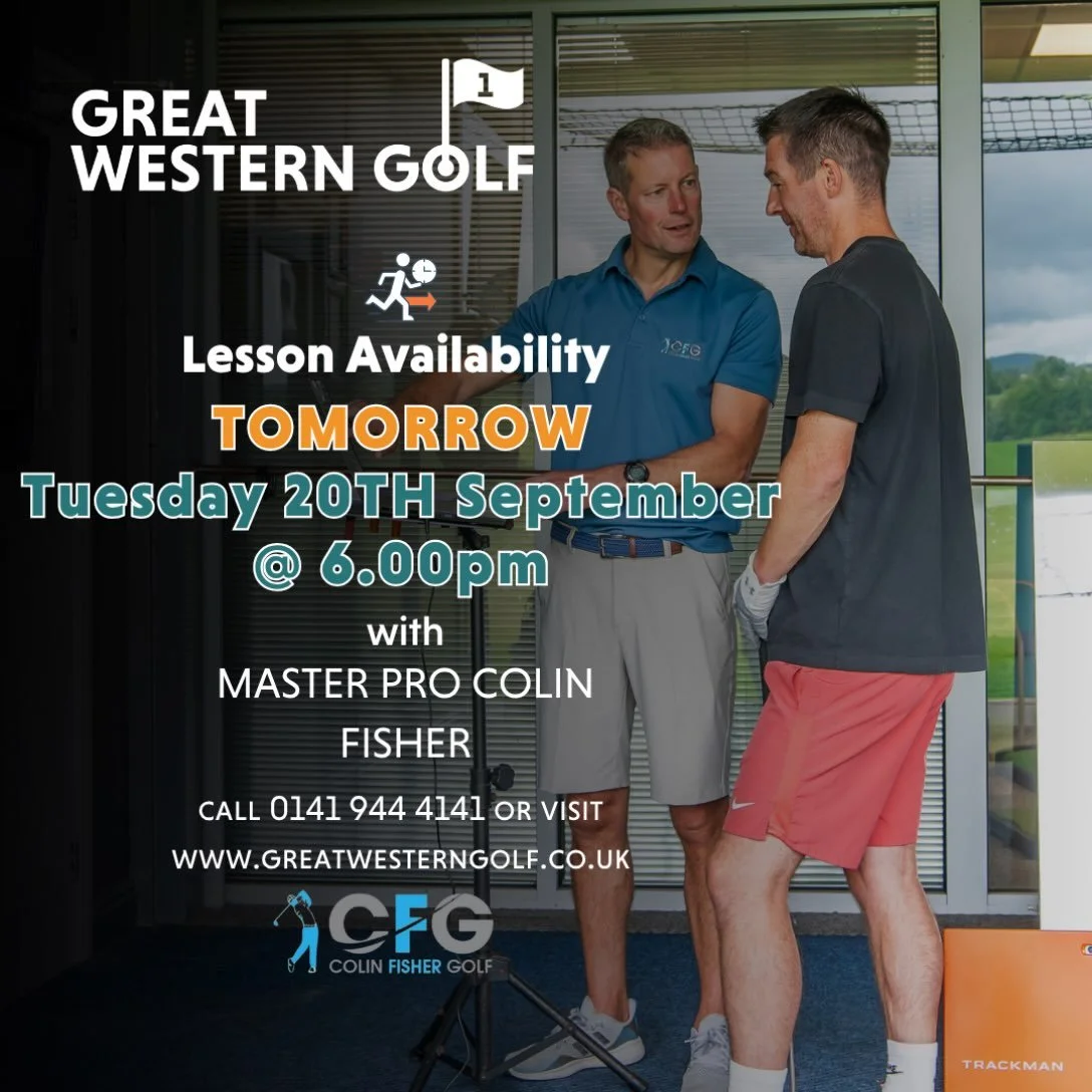⚠️Last minute Colin Fisher Lesson tomorrow September 20th at 6pm⚠️

This will get taken fast so book in now🏌️&zwj;♂️

#golf #golflesson #pgamasterpro #glasgow