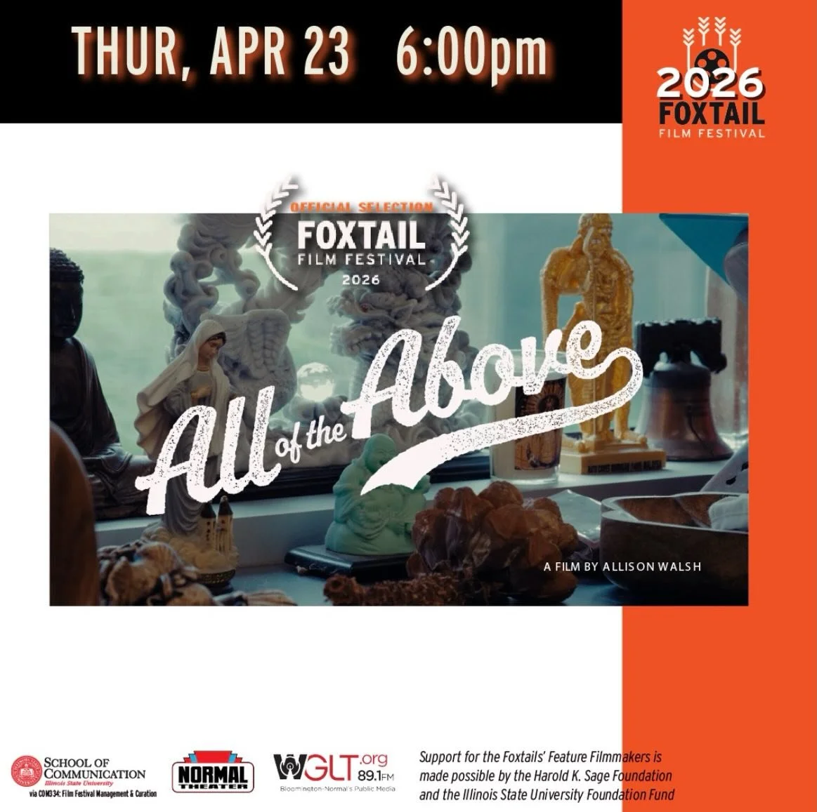 TONIGHT is our opening night! Join us at 6pm to watch the film, then afterwards, ask the filmmakers questions!

@normal_theater @isusotd @ilstucom @alloftheabove_documentary 

#filmfestival #midwestfilm #studentfilm #filmmakers #illinoisstateuniversi