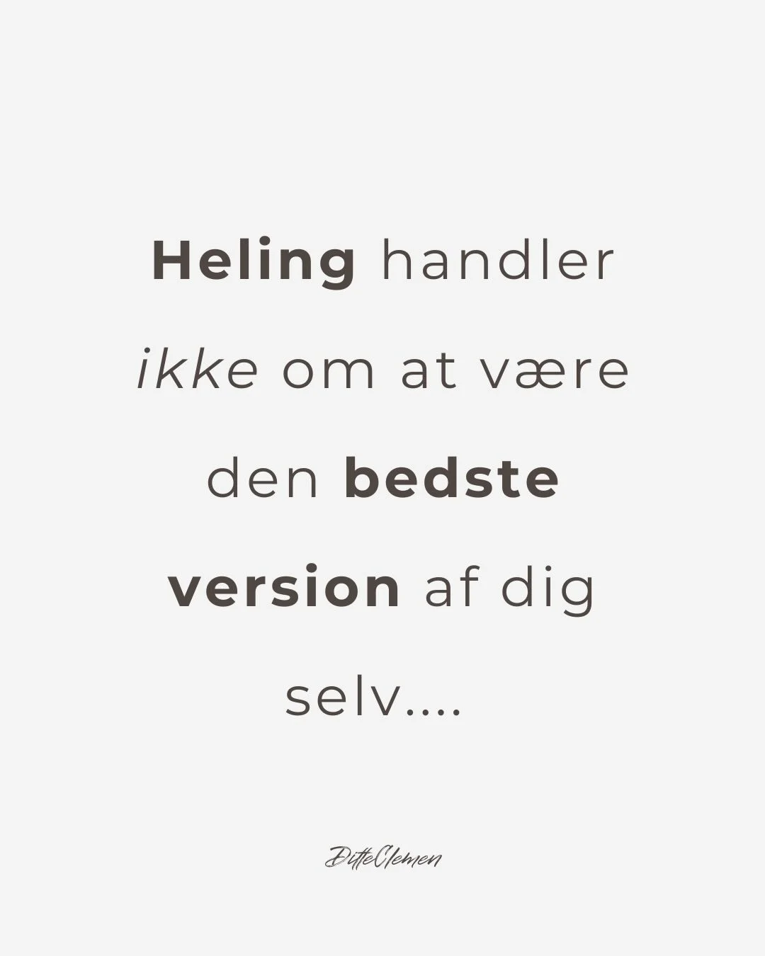Heling handler ikke om at optimere dig selv, udnytte dit fulde potentiale, blive mere rigtig/rolig/spirituel/succesfuld. Heling handler om at favne de dele af dig, du allerhelst vil gemme v&aelig;k. 

Den vrede
Den stille
Den kontrollerende
Den skamf